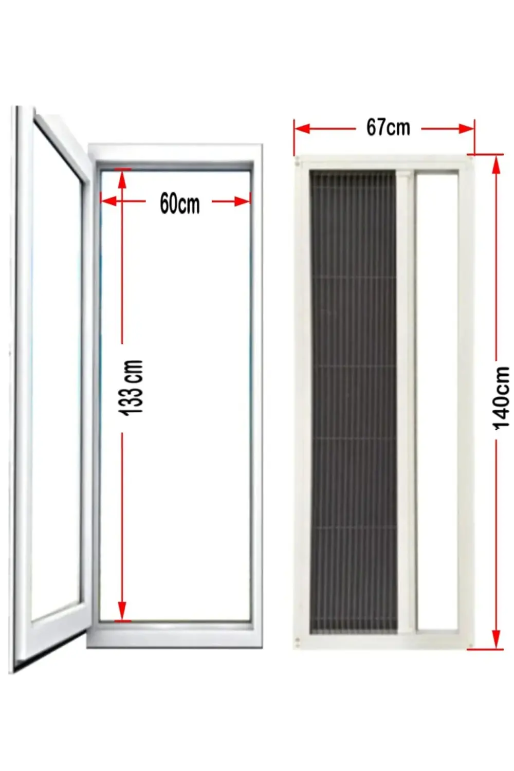 Plise Pileli Sürgülü Akordiyon Pencere Sinekliği (0,70 Cm-0,140 C