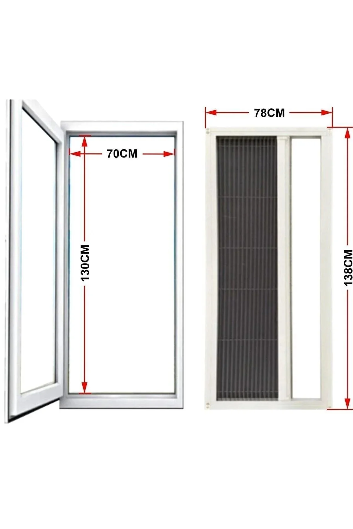 Plise Pileli Sürgülü Kapı Sinekliği ( Demir Kapı,pimapen Kapı)0,90 Cm-0,210 Cm - Beyaz