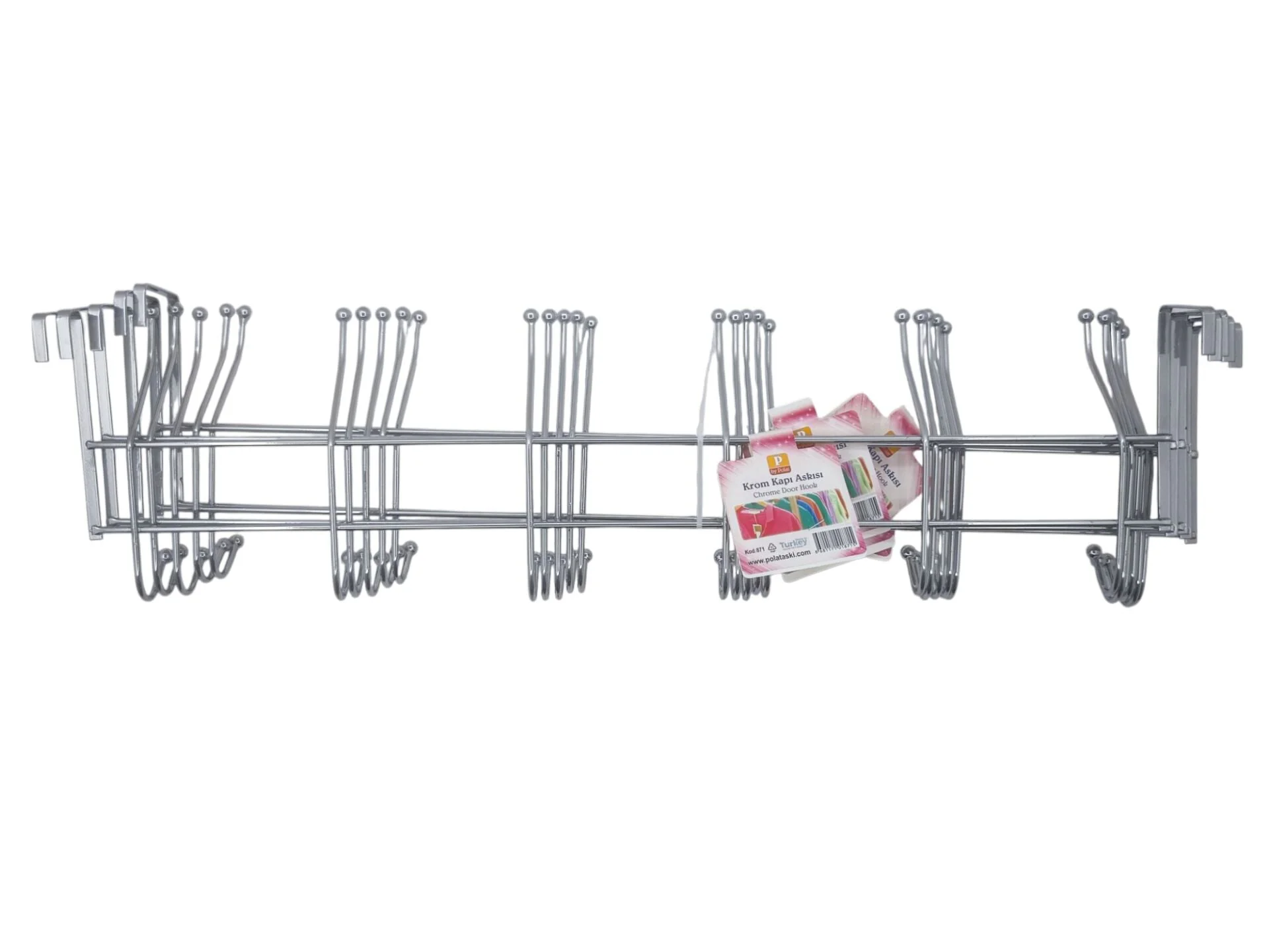 PLT-871   By Polat Amerikan Kapı Arkası Krom Askı 6lı - Misket Uçlu