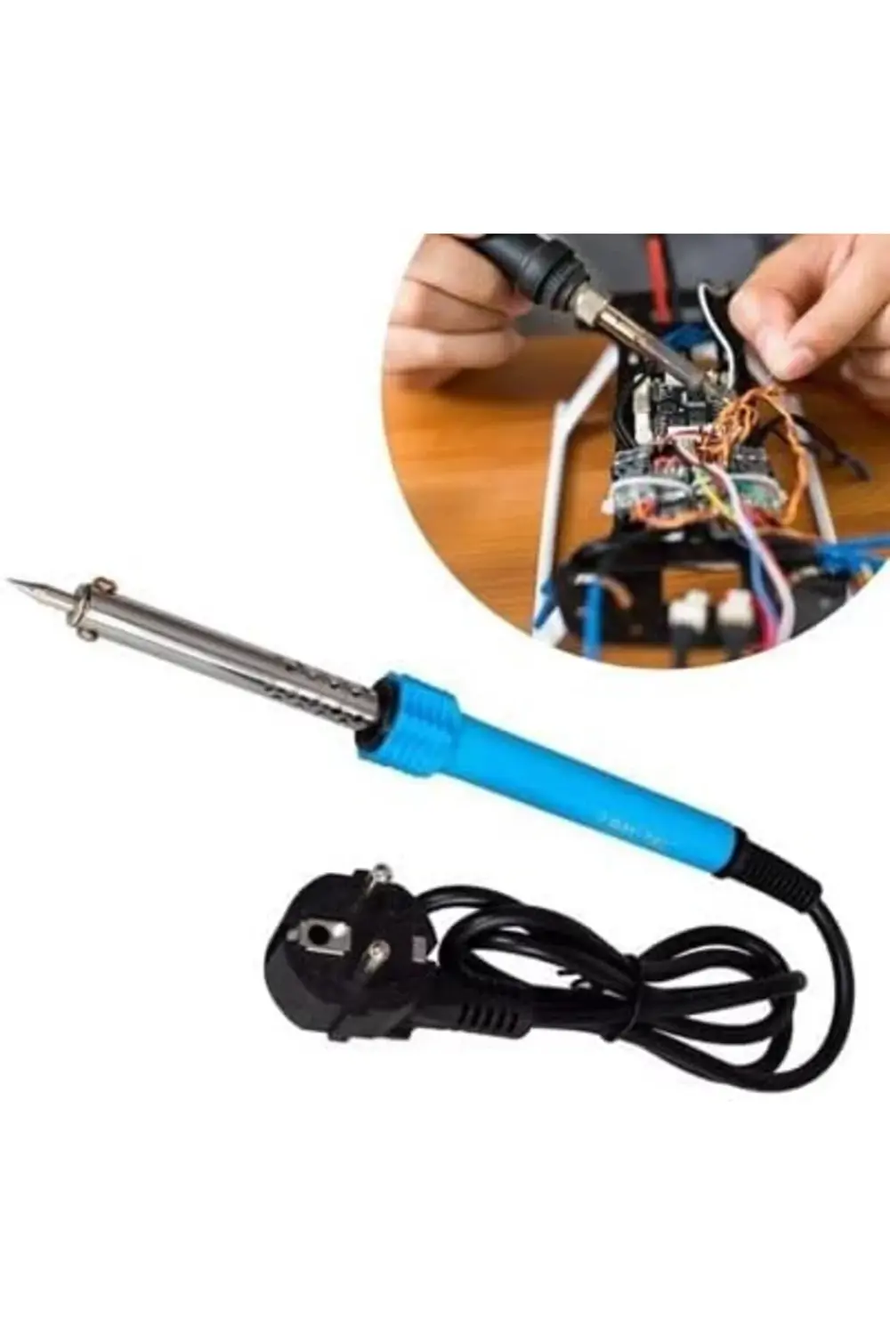 pltnstoreshop 40w Plastik Saplı Elektrikli Döner Başlıklı Havya K