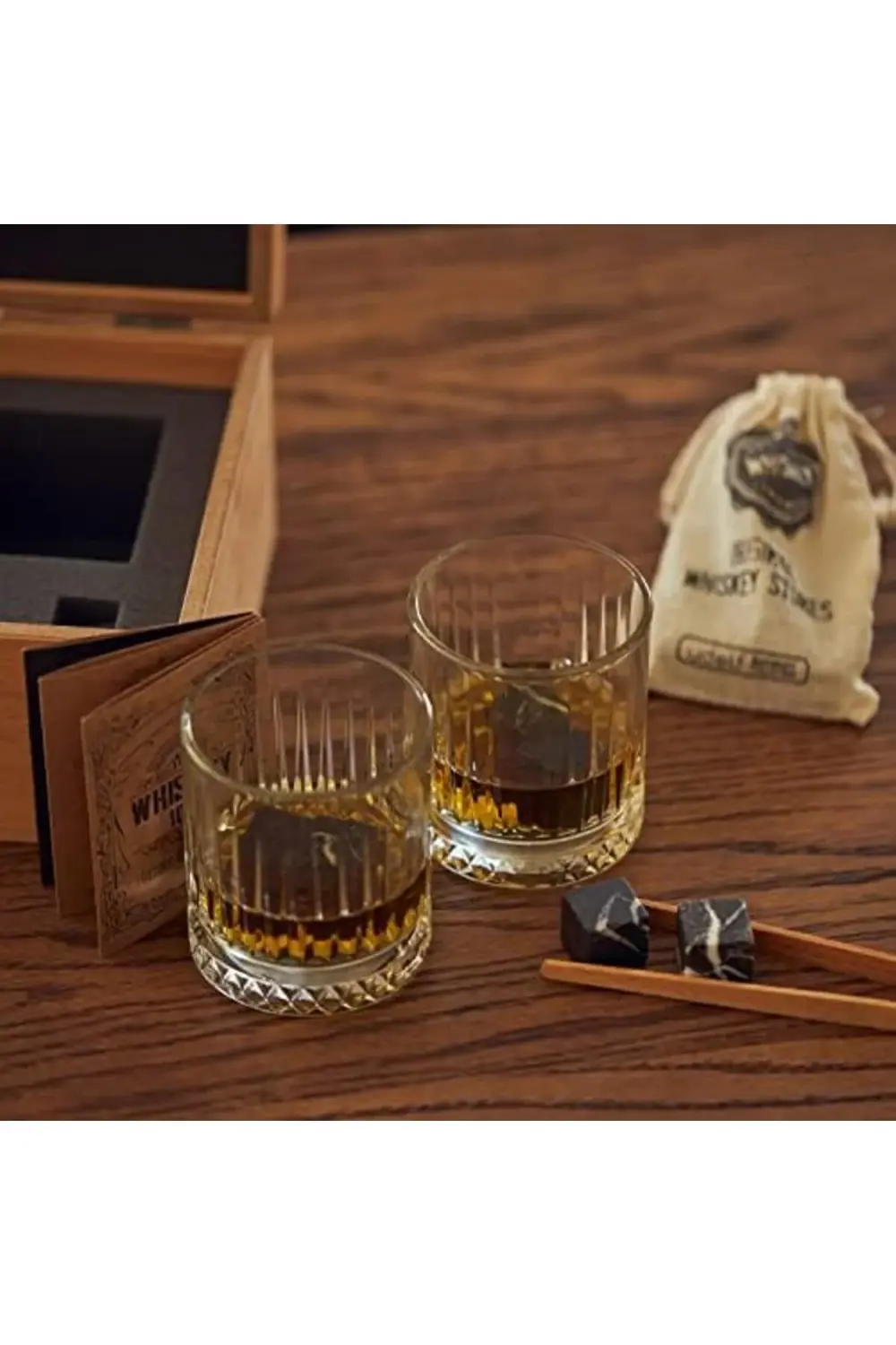 pltnstoreshop Babaya Hediye Ahşap Kutulu 2'li Glasgow Viski Kadeh