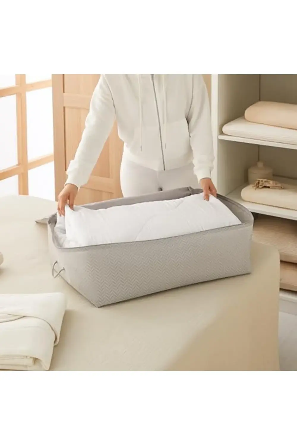 pltnstoreshop Home Textile Büyük Boy Gri Balıksırtı Baza Altı Hur