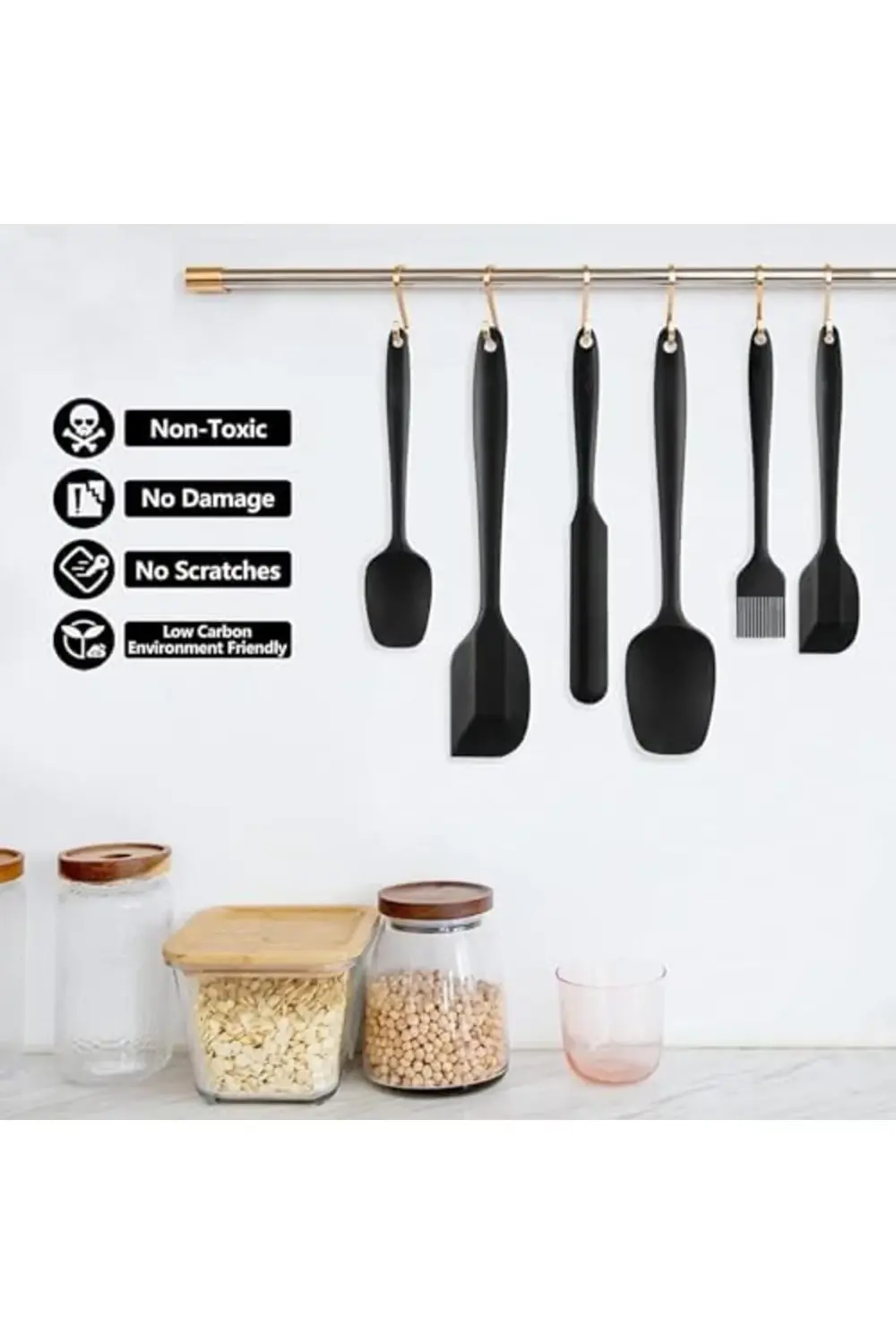 pltnstoreshop Silikon Mutfak Seti, Yapışmaz Spatula, Kaşık, Bıçak