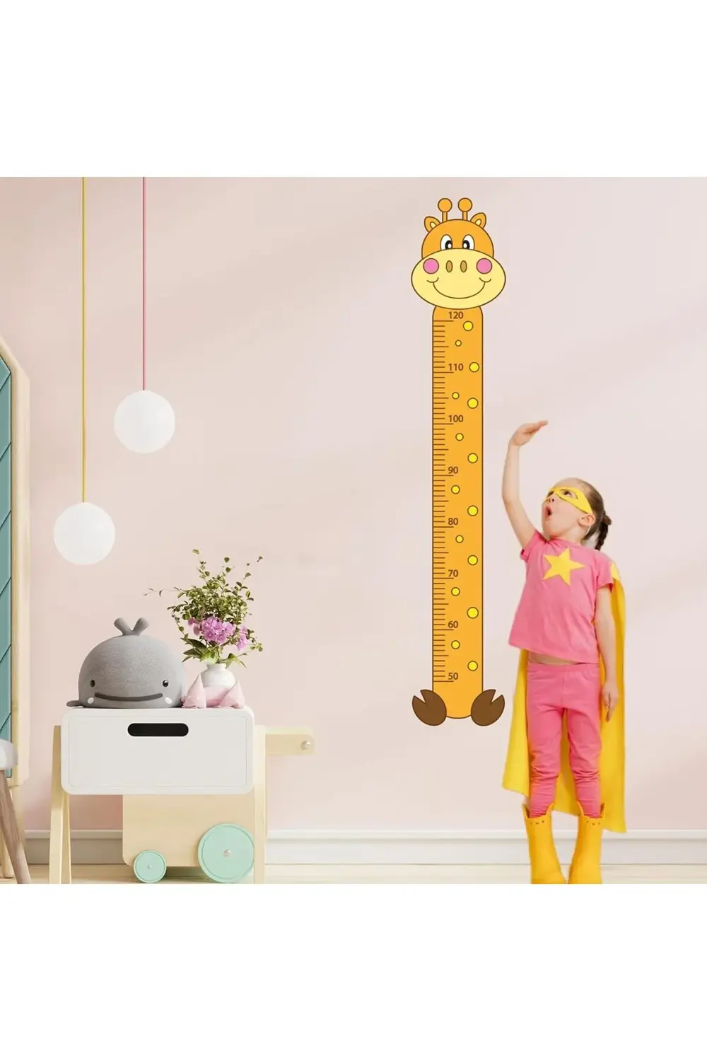 pltnstoreshop Zürafa Desenli Boy Ölçer Sticker - Bebek ve Çocuk O