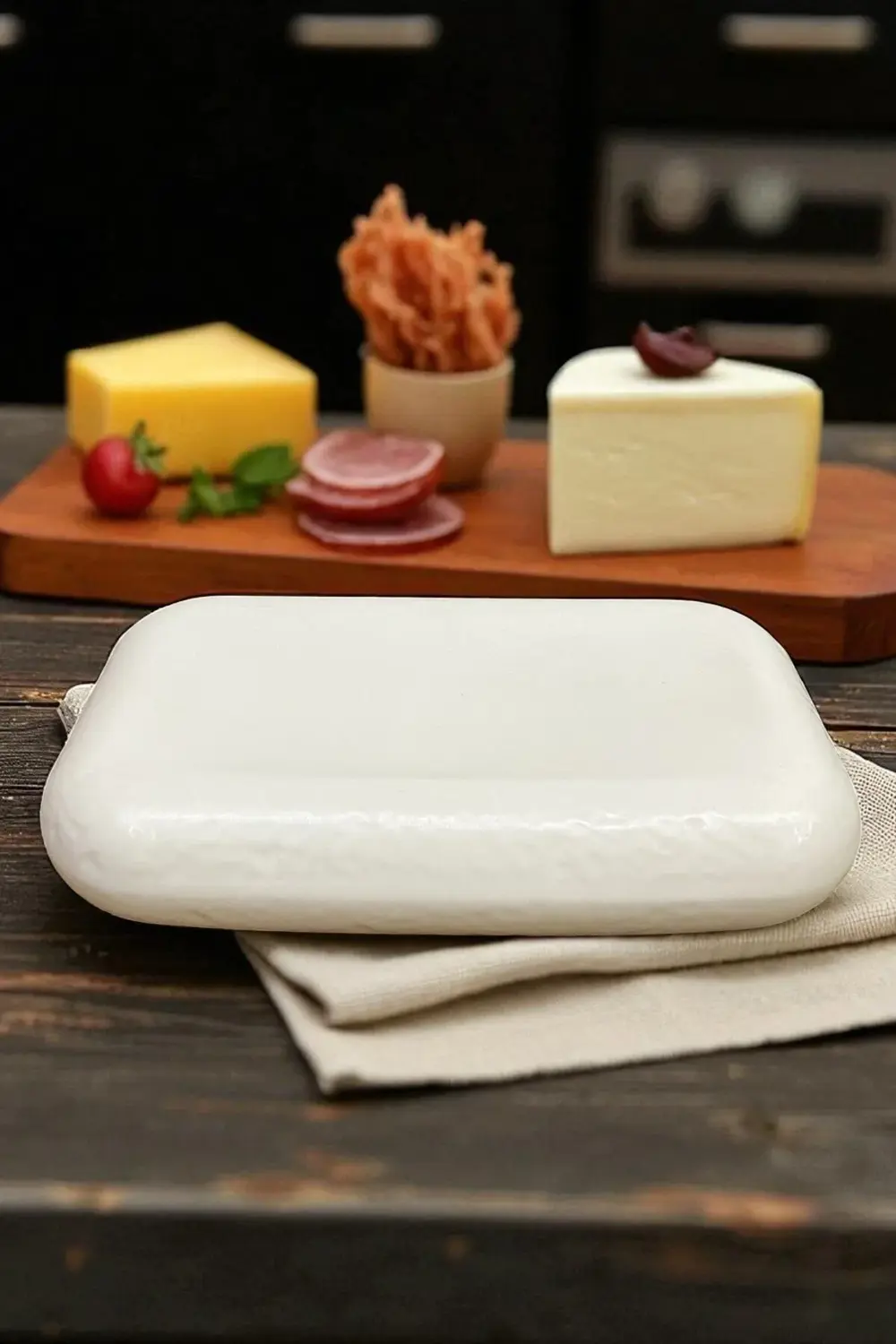 Plume Porselen 27cm Dikdörtgen Düz Servis Sunum Tabağı