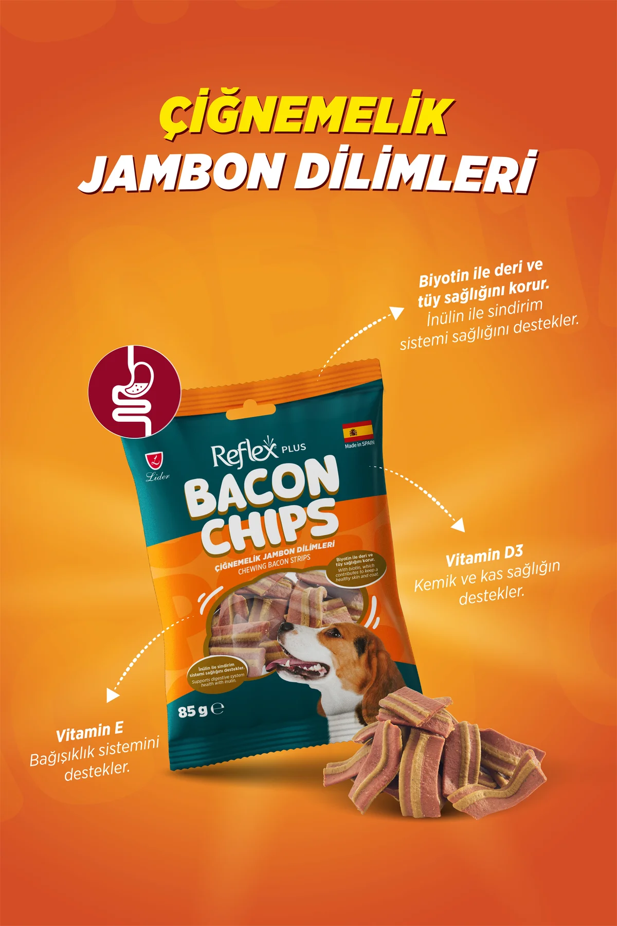 Plus Bacon Chips / Çiğnemelik Jambon Dilimleri Yetişkin Köpek Ödü
