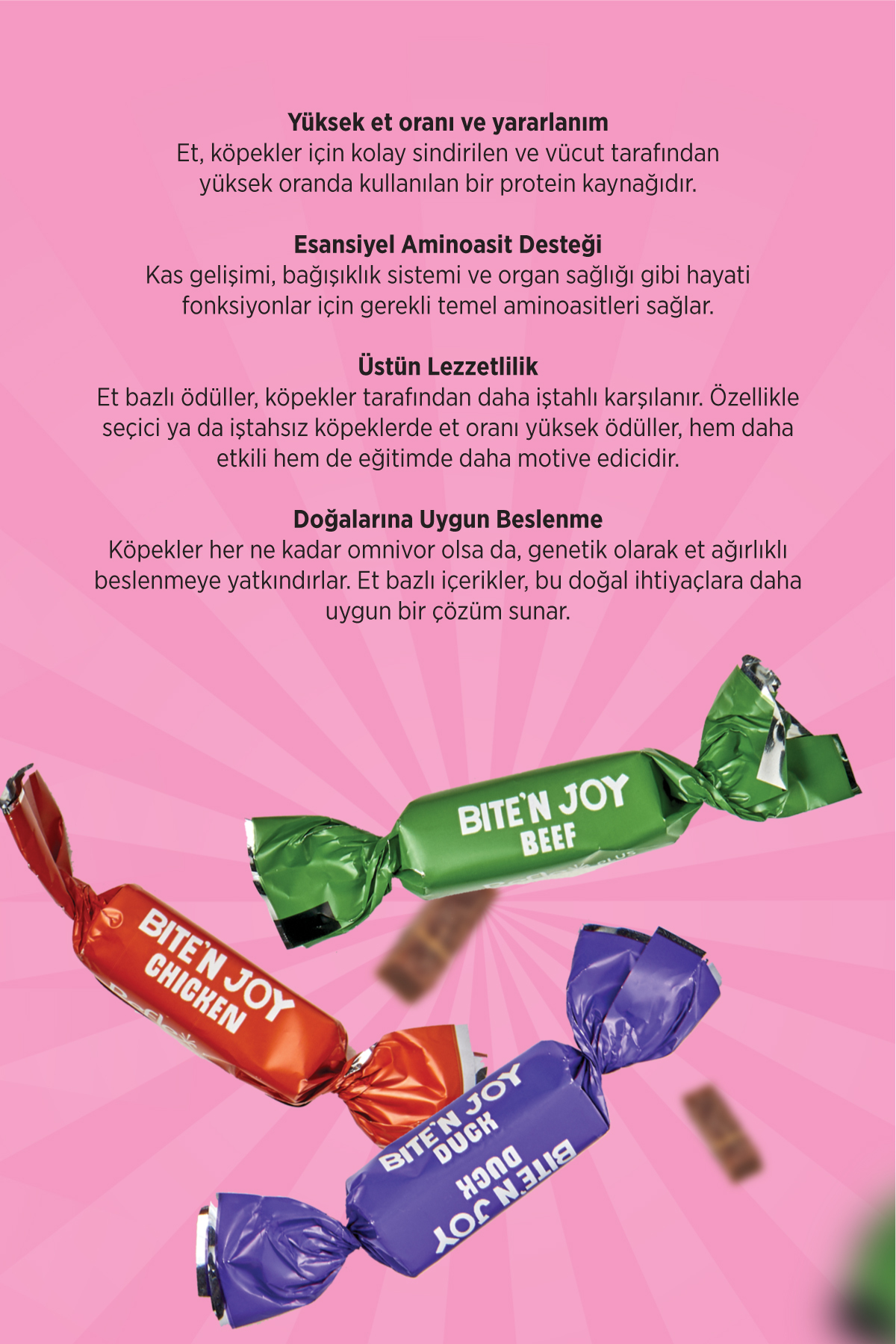 Plus Bite'n Joy - Dana Etli, Tavuklu ve Ördek Etli Köpek Ödül Mam