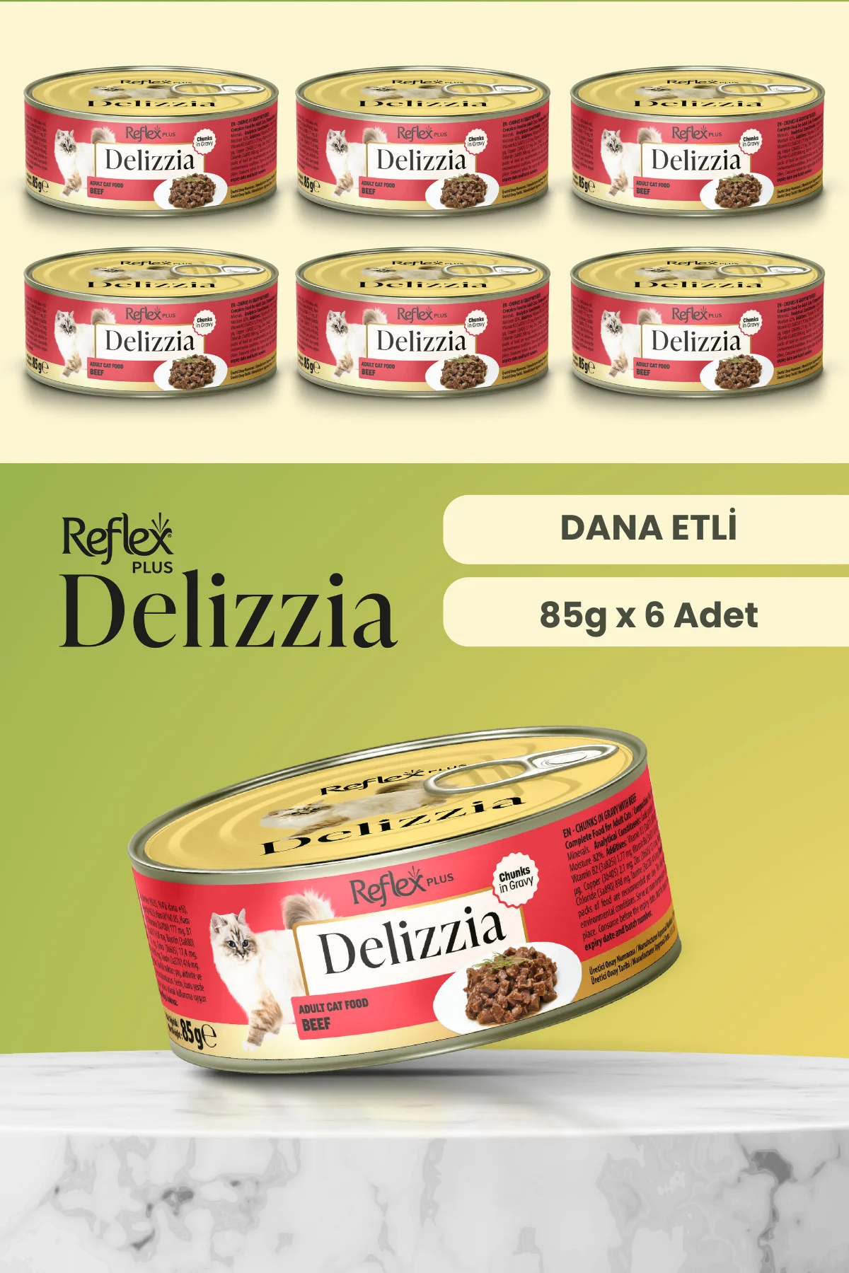 Plus Delizzia / Sos İçinde Parça Etli Dana Etli Yetişkin Kedi Mam