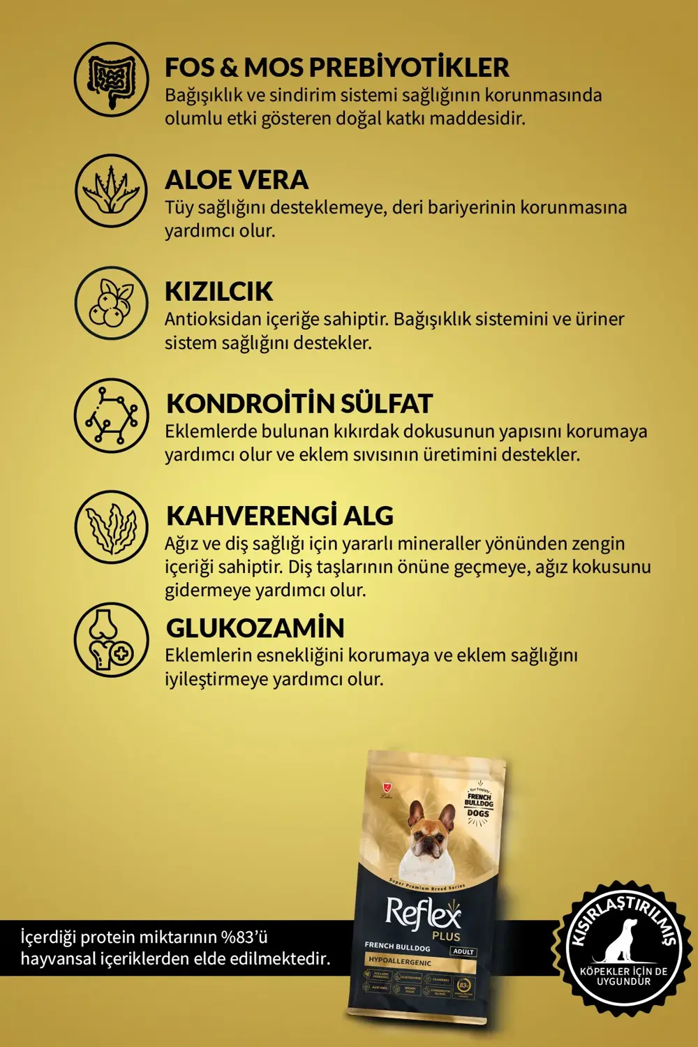 Reflex Plus French Bulldog Hipoalerjenik Yetişkin Köpek Maması 3 Kg