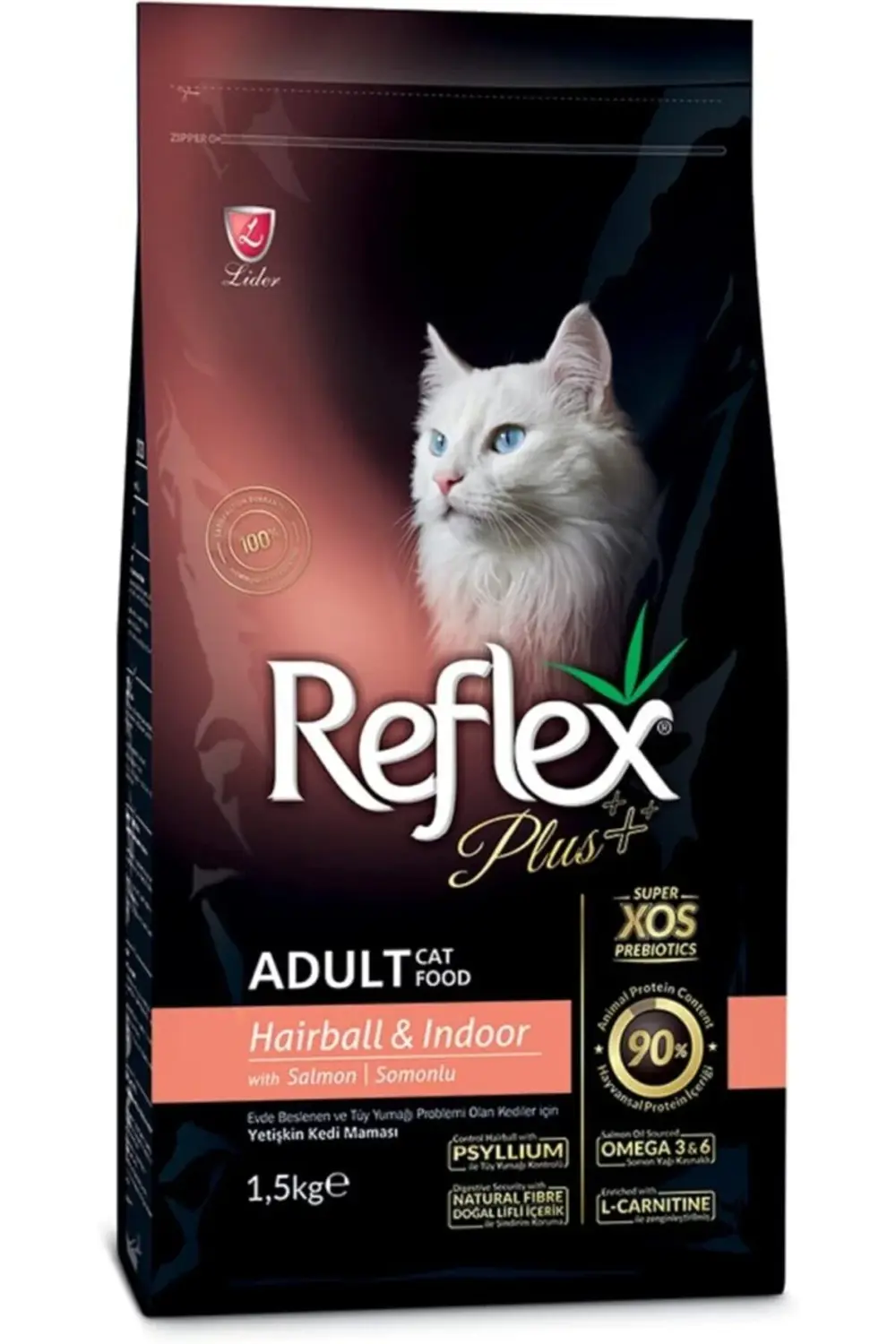 Plus Hairball Somonlu Yetişkin Kedi Maması, 1.5 Kg
