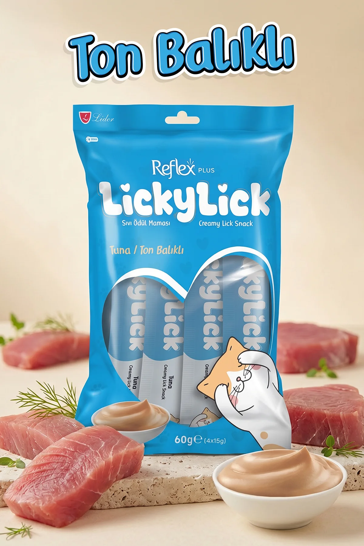 Plus LickyLick Ton Balıklı Sıvı Ödül Maması 60g (4 x 15 g) Plus LickyLick Ton Balıklı Sıvı Ödül Maması 60g (4 x 15 g)
