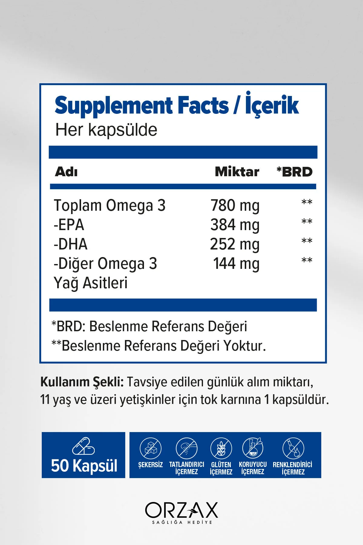 Plus Omega 3 Balık Yağı - EPA, DHA, OMEGA 3 - 1200 Mg - 50 Kapsül (Emilimi Yüksek Trigliserit Form)