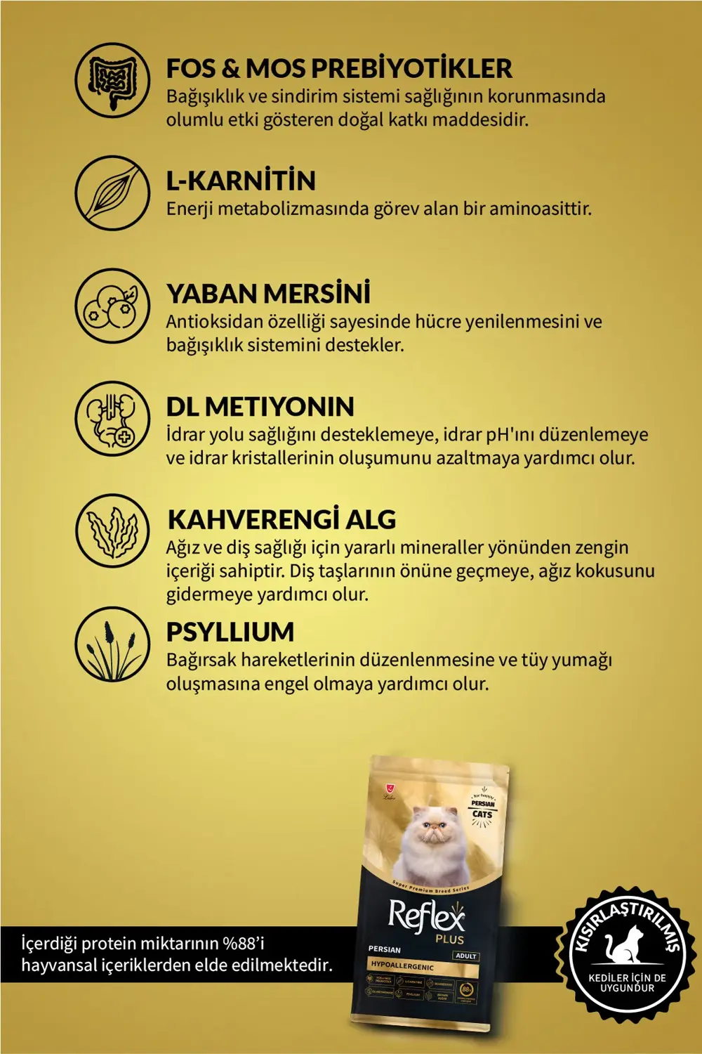 Plus Persian Hipoalerjenik Yetişkin Kedi Maması 1,5 Kg