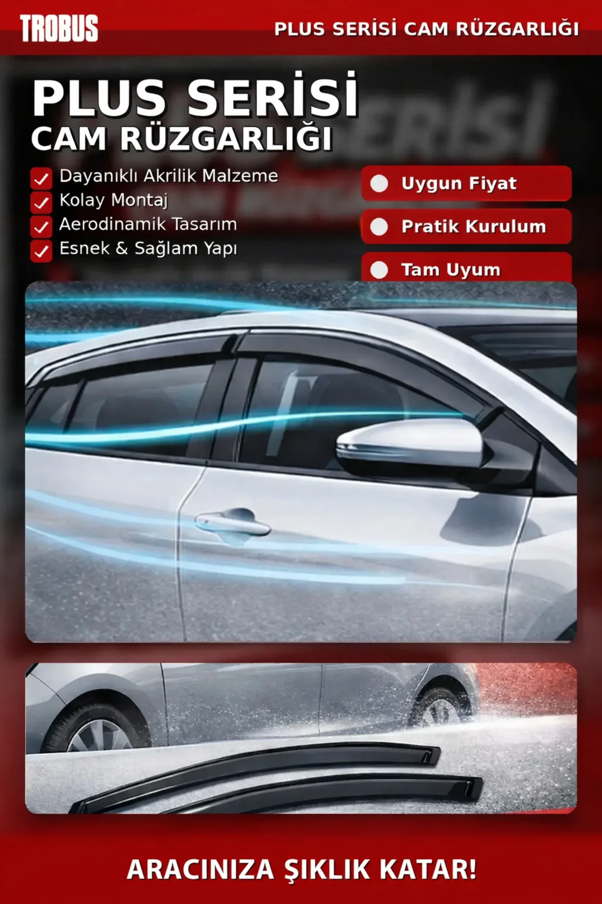 Plus Skoda Fabia (2015) HB Uyumlu 4 Parça Cam Rüzgarlığı