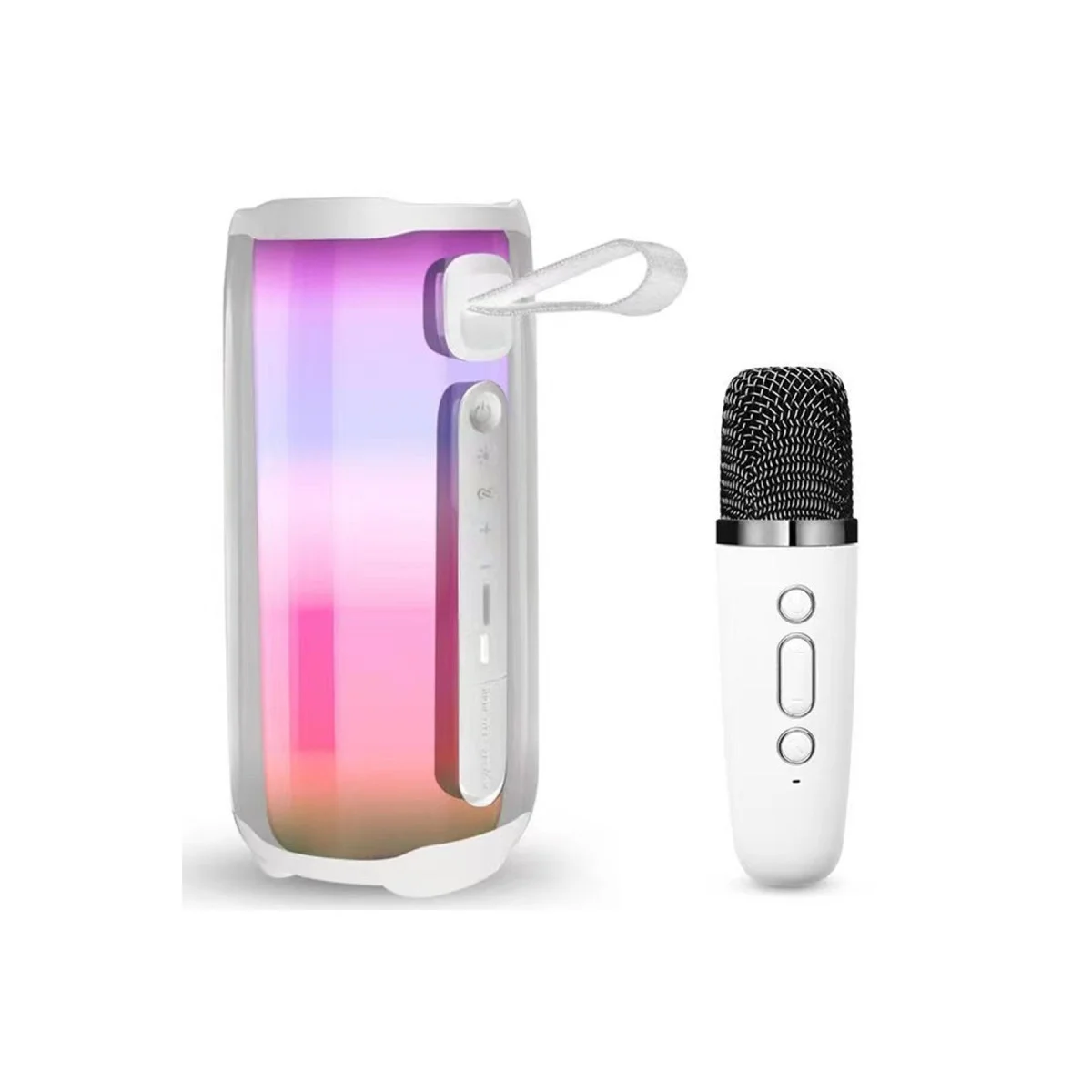 Pluse 5 Mikrofonlu RGB Kablosuz Hoparlör - Beyaz ve Renkli Ses Deneyimi