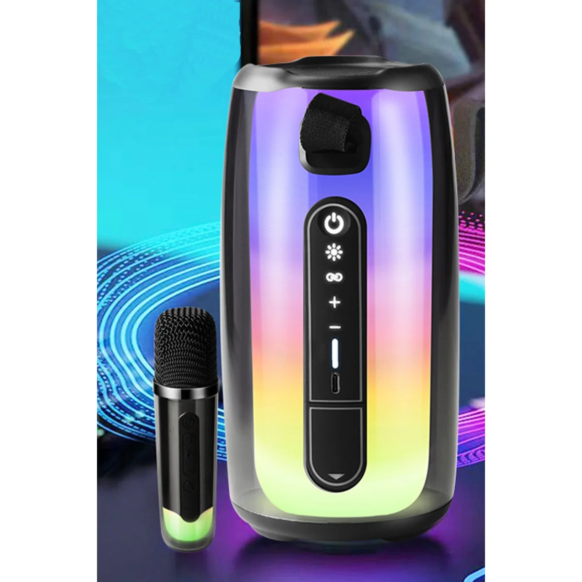 Pluse 7 Mikrofonlu RGB Kablosuz Hoparlör Beyaz - 360 Derece Ses ve Net Ses Kaydı