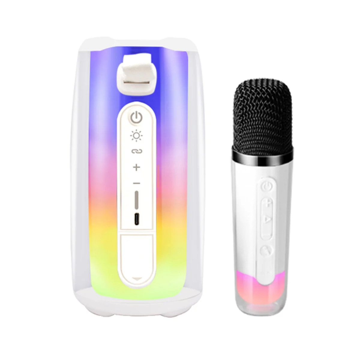 Pluse 7 Mikrofonlu RGB Kablosuz Hoparlör Beyaz - 360 Derece Ses ve Net Ses Kaydı