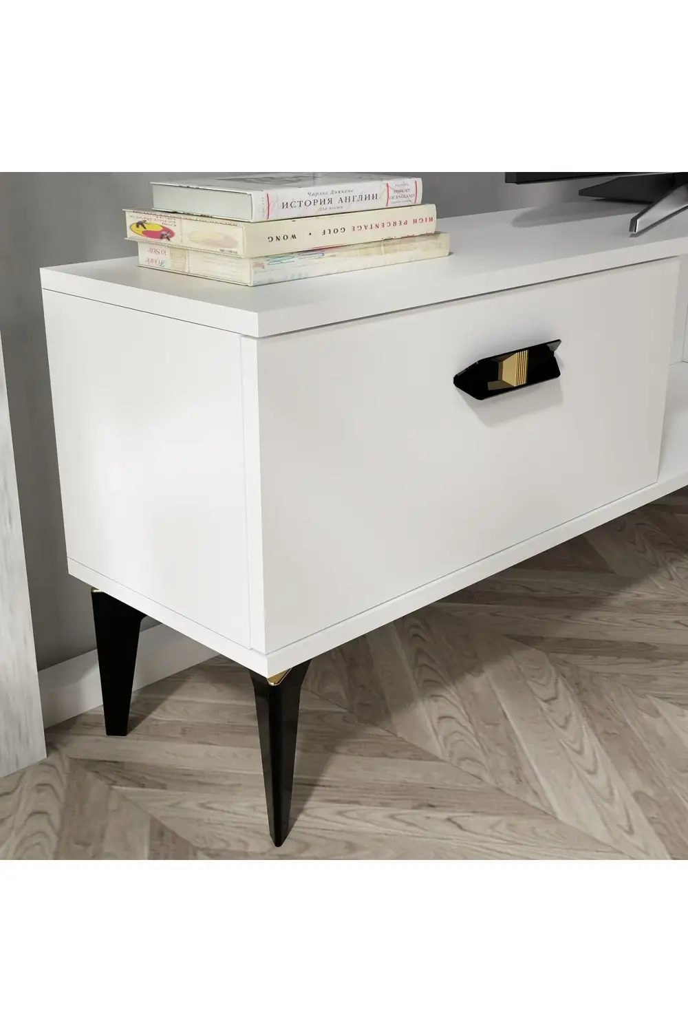 PLUSS ŞÖMİNELİ TV ÜNİTESİ TAKIMI BEYAZ-BEYAZ