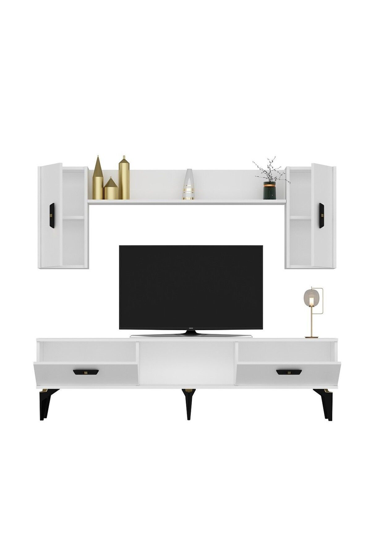 Cantek Dizayn Pluss Tv Ünitesi Takimi Beyaz-Beyaz