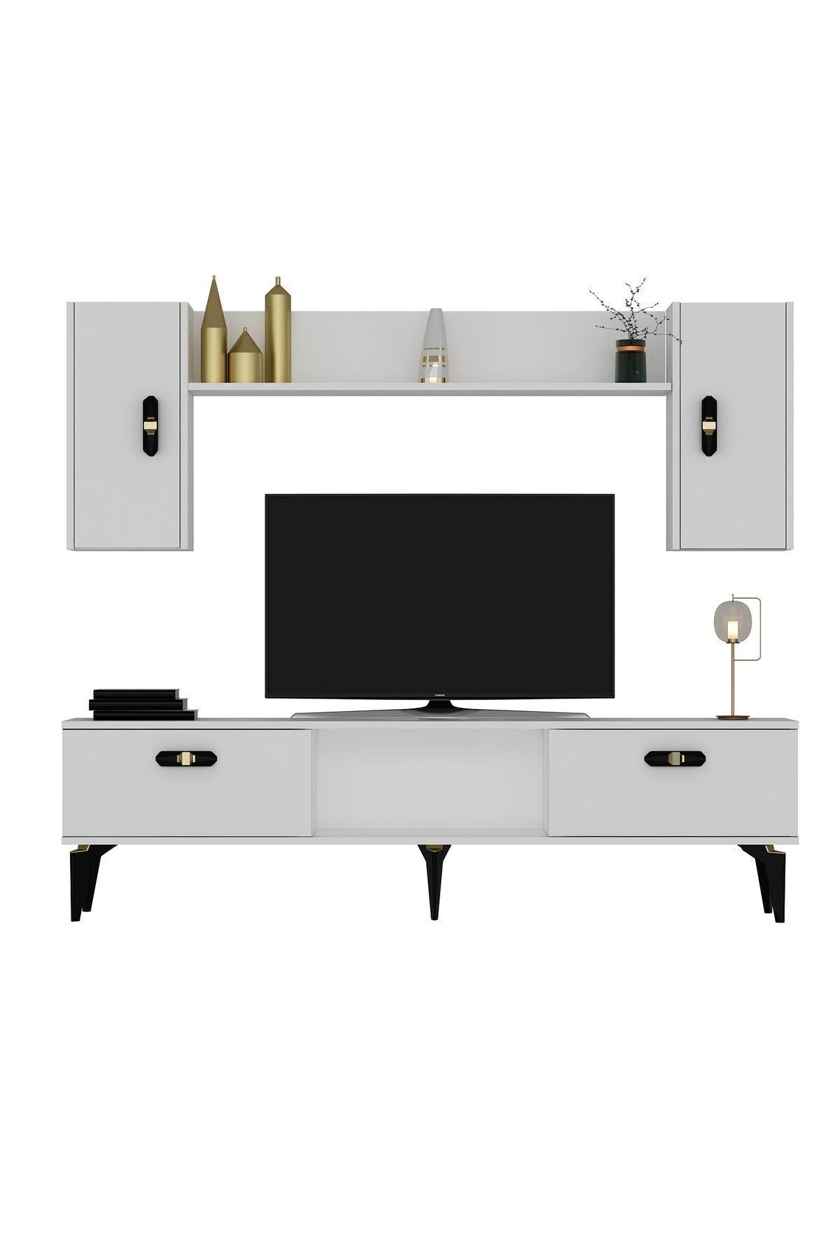 Cantek Dizayn Pluss Tv Ünitesi Takimi Beyaz-Beyaz