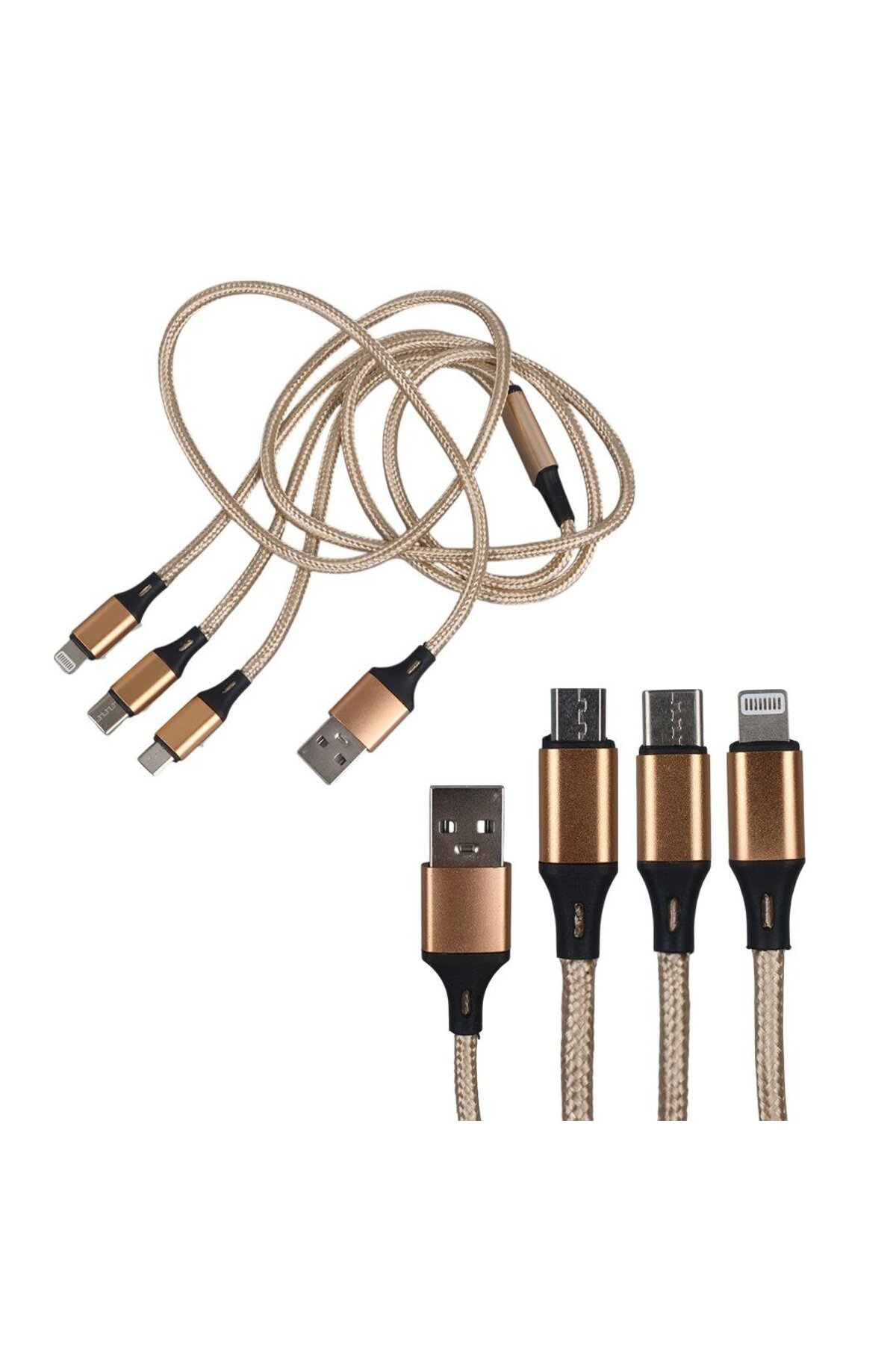 PM-2368 Micro USB - Type-C - Lightning Şarj Ve Data Kablosu 2.1 A
