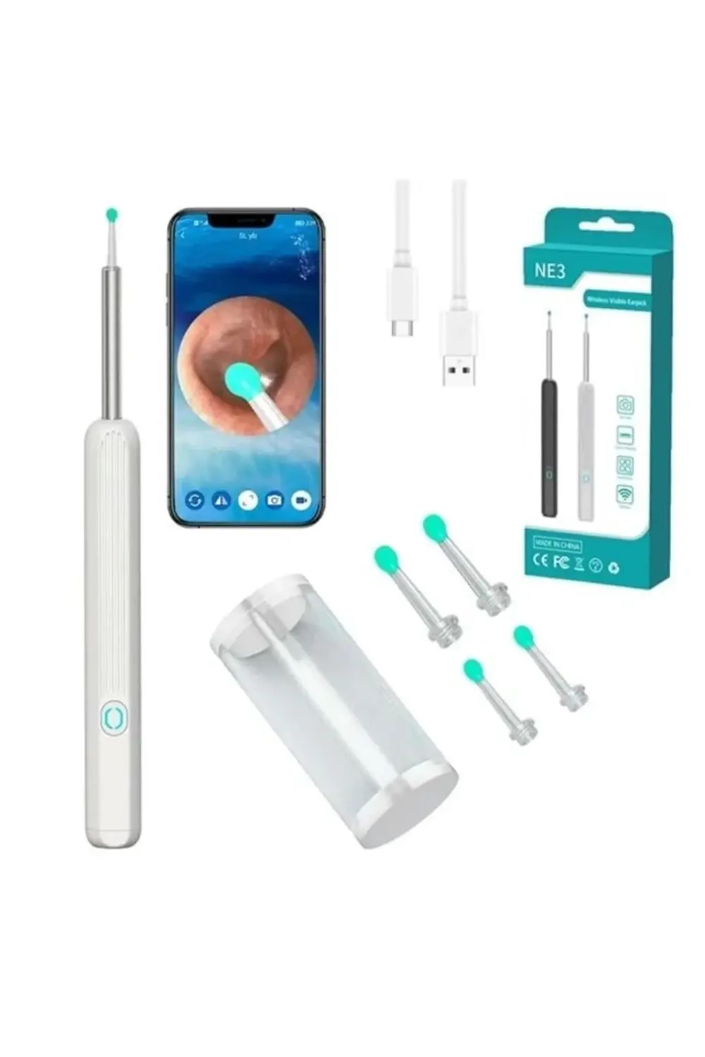 PM-24064 Endoskop Kameralı Kulak Temizleme Seti