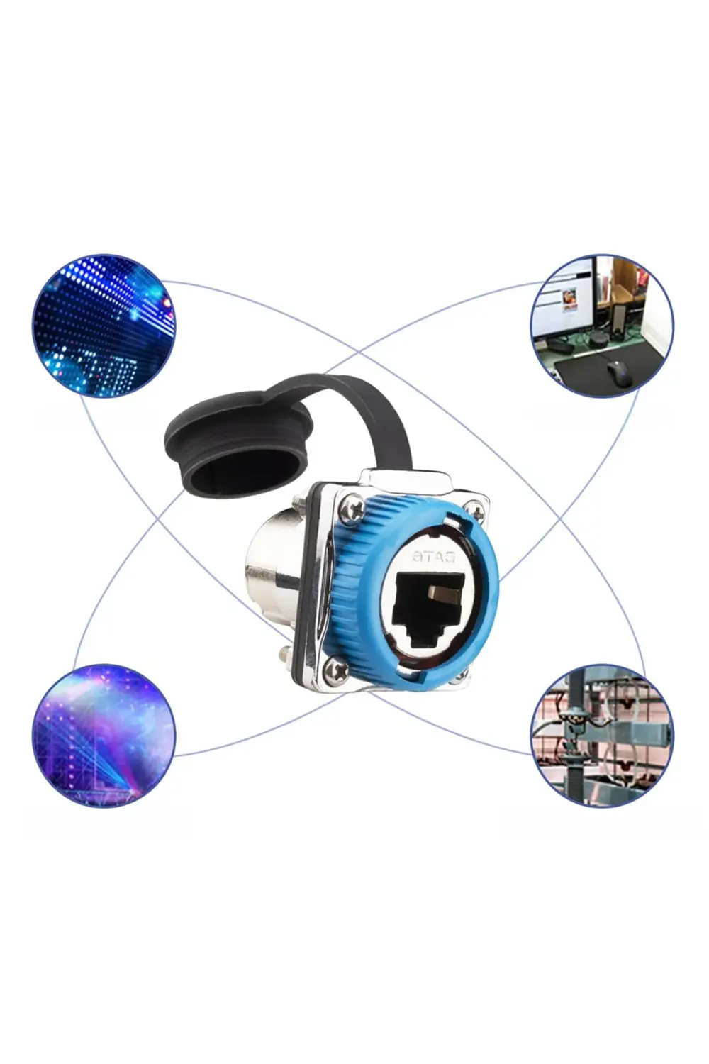 PM-24597 Dişi - Dişi IP68 Su Geçirmez Metal RJ45 Konnektör