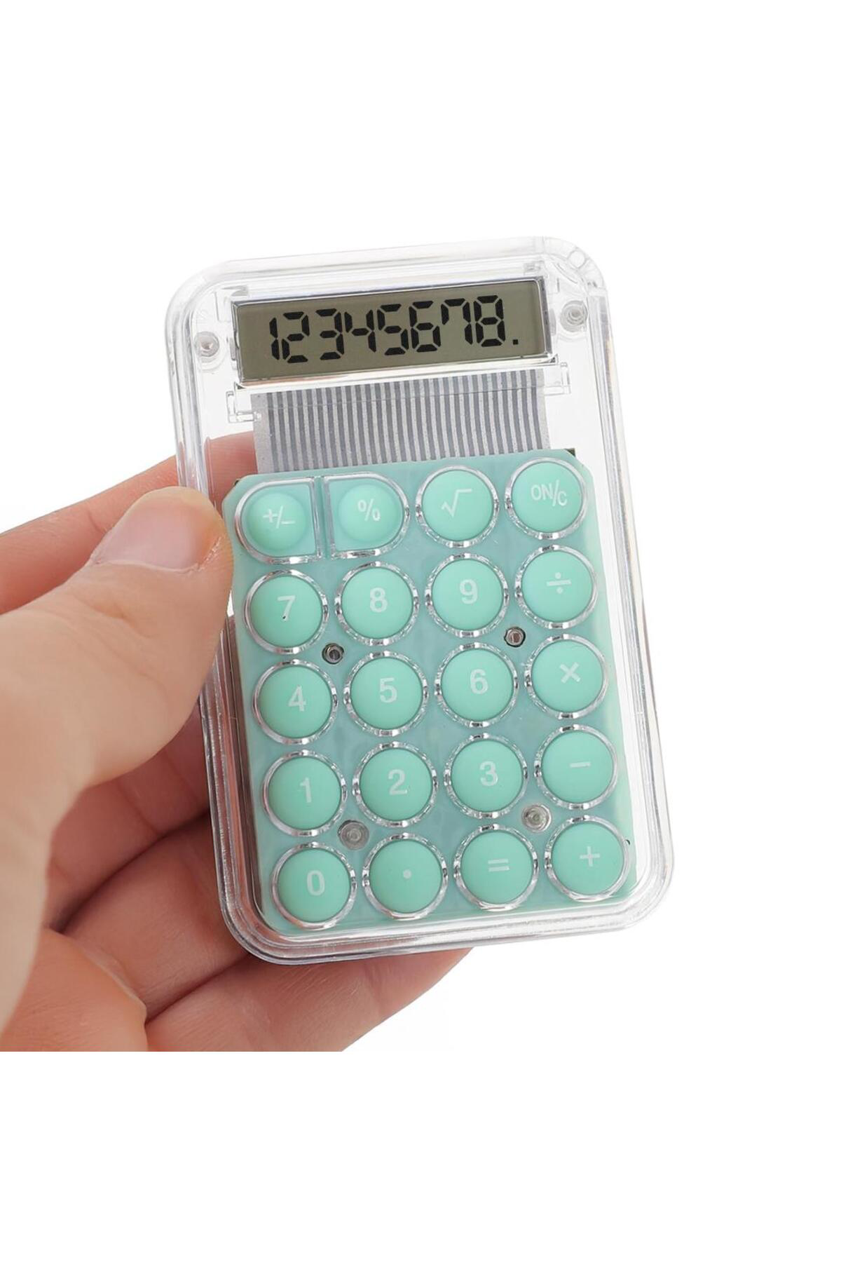 Pm-25418 Şeffaf Renk Yeşil Tuş 8 Haneli Mını Hesap Makinesi
