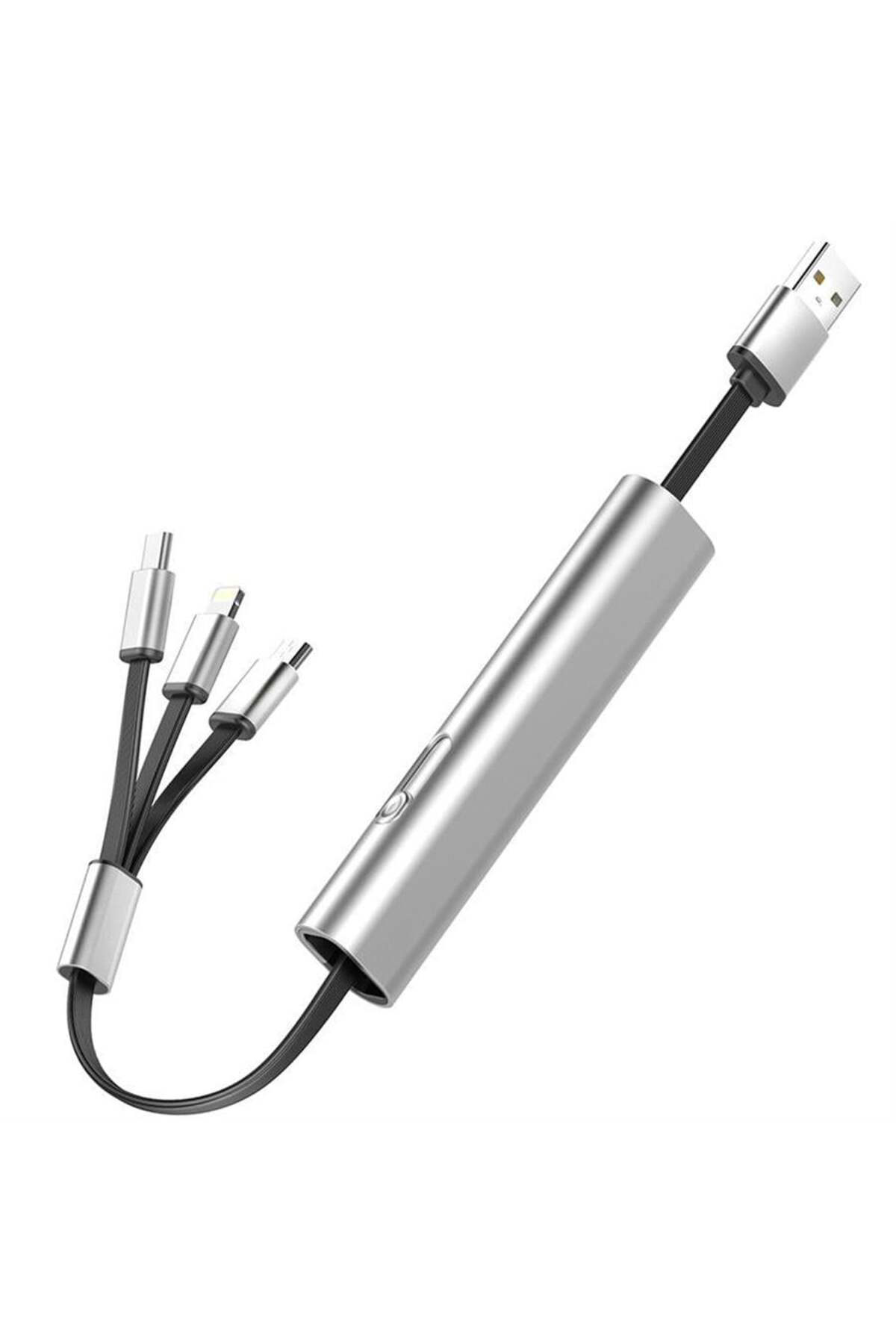 PM-25800 3in1 (Micro USB - Lightning - Type C) Telefon Şarj Kablo PM-25800 3in1 (Micro USB - Lightning - Type C) Telefon Şarj Kablo