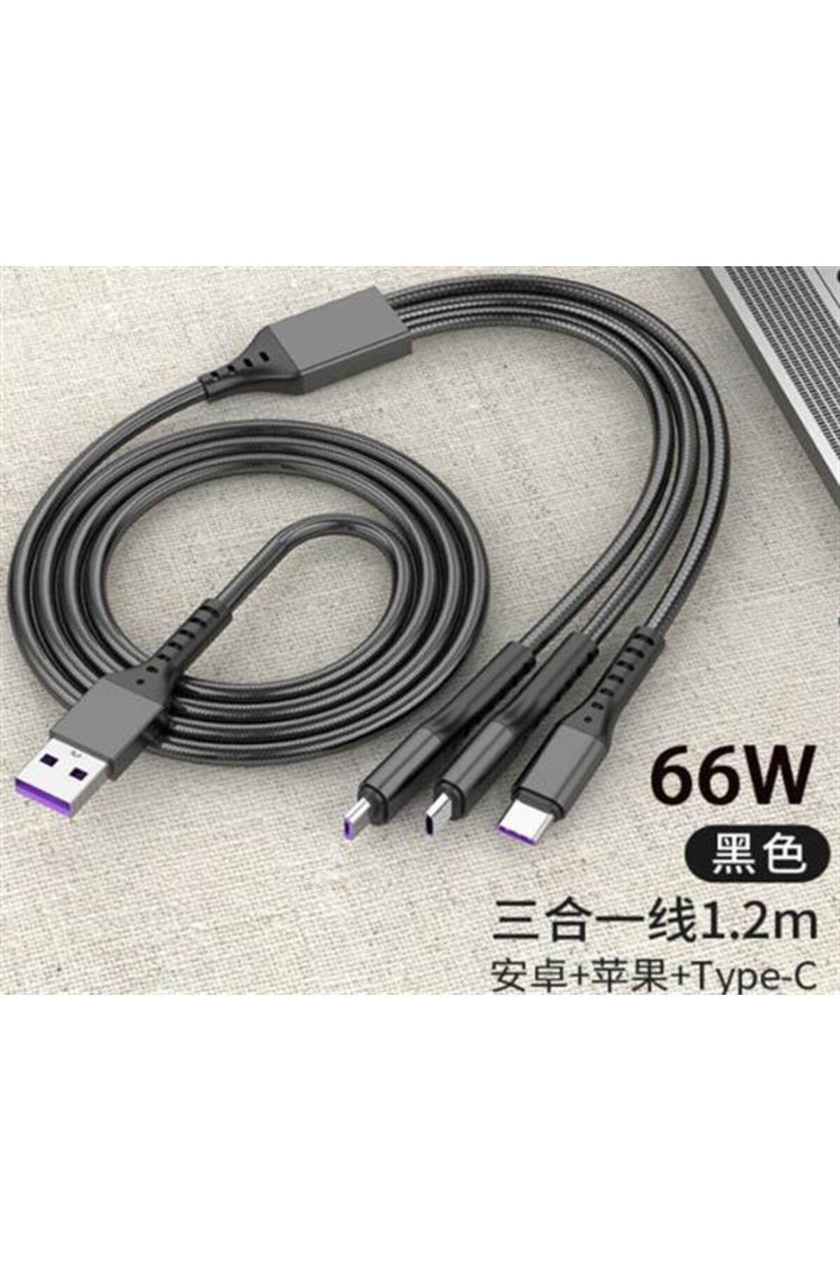 Pm-26332 3 In 1 Siyah 1.2 Metre Şarj Kablosu