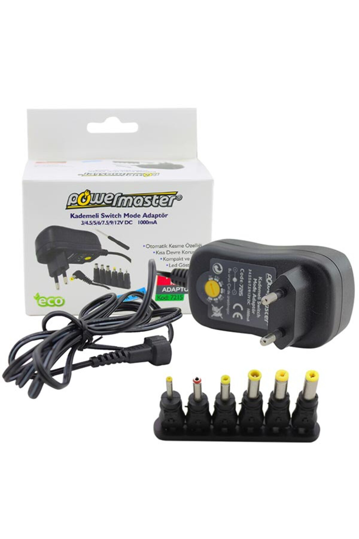 PM-7215 3 Volt - 12 Volt - 1 Amper - 30 Watt Çok Uçlu Ayarlı Switch Mode Adaptör