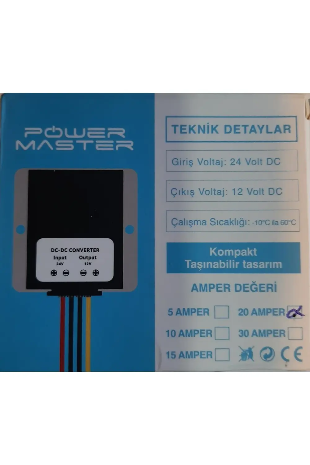 Pm-8196 24v Dc / 12v Dc 20 Amper Oto Konvertör