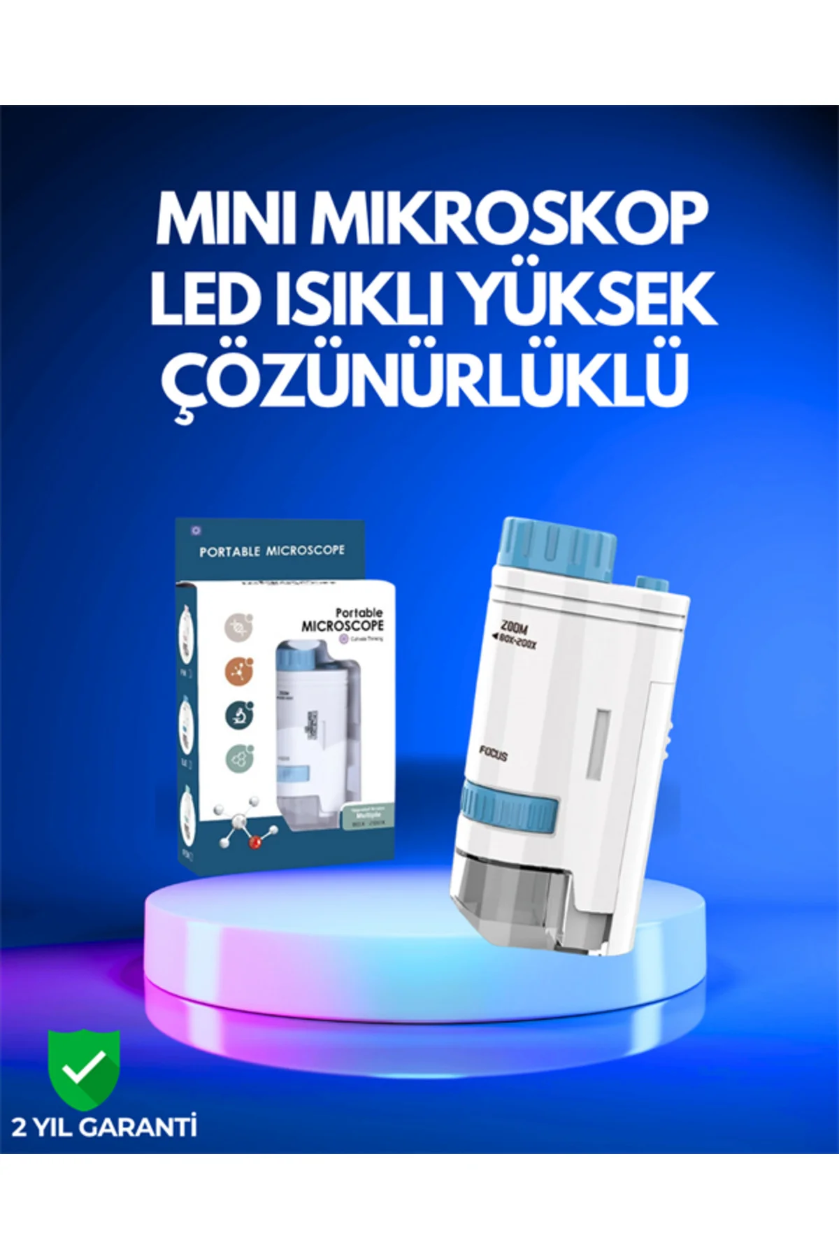 PMMA Optik Lensli Kompakt Taşınabilir Mikroskop