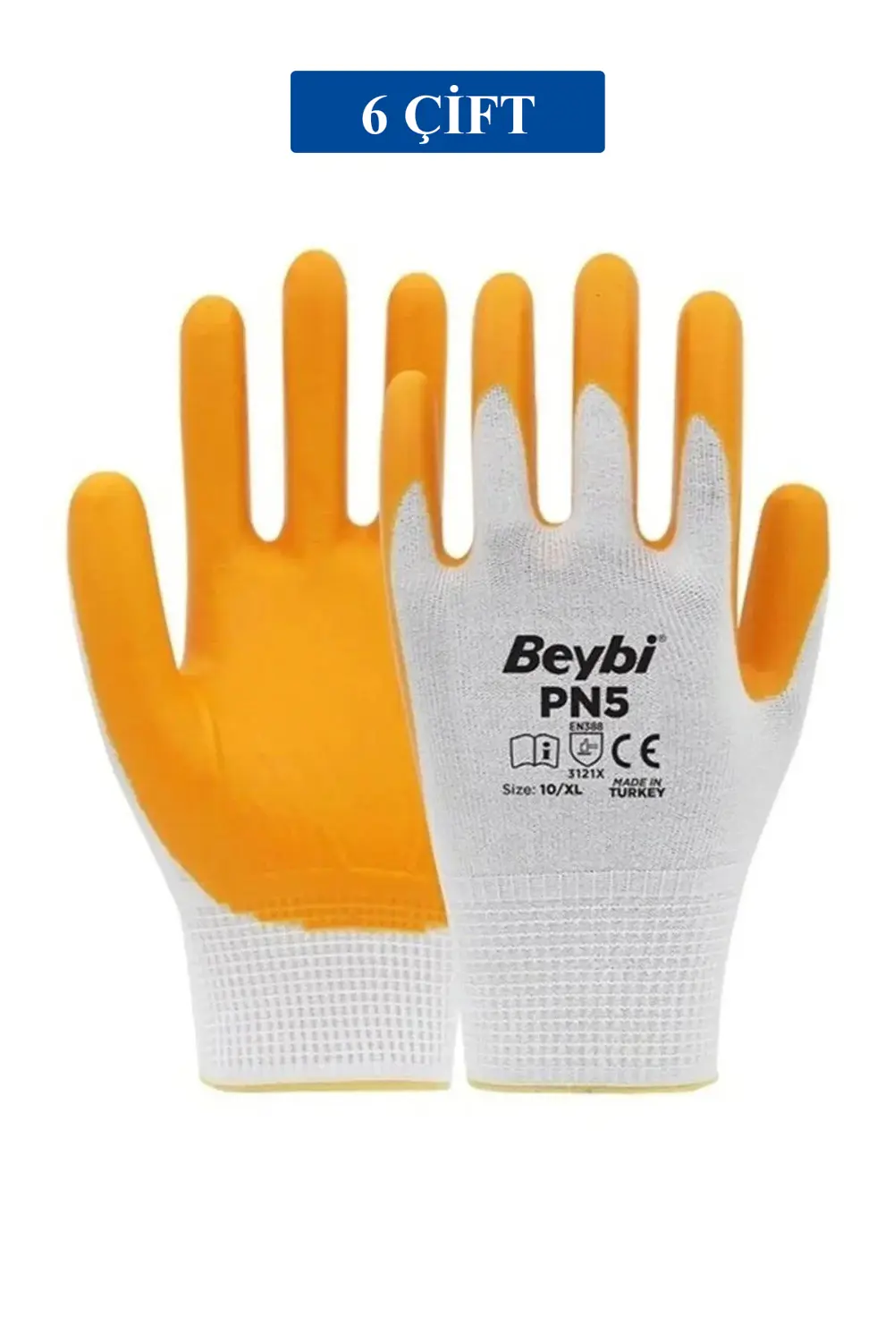 Pn5 Sarı Iş Eldiveni Polyester No:10 Örme Nitril Beybi Royaleks G