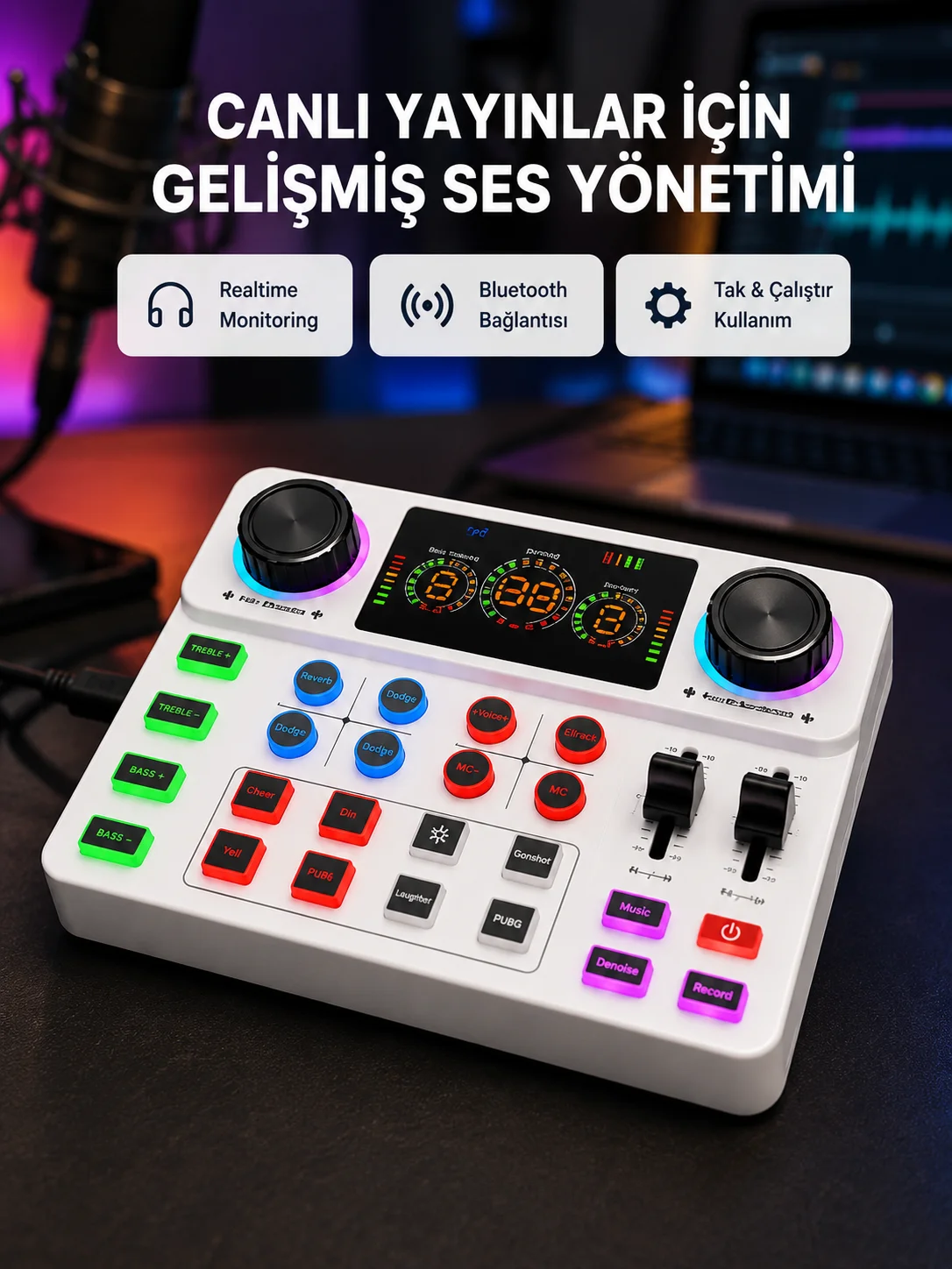 Podcast Karaoke ve Sosyal Medya Yayınları İçin Ses Kartı