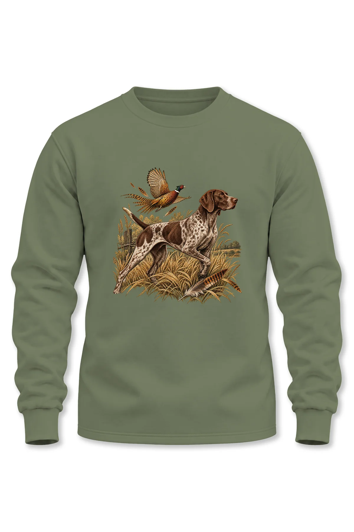 Pointer Doğa Temalı Bisiklet Yaka Uzun Kollu 3 İplik Şardonlu Avcı Sweatshirt