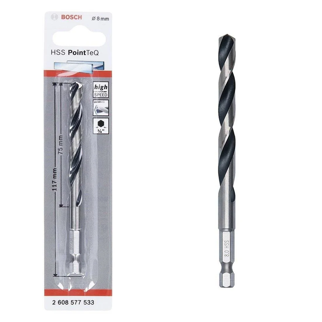 Pointteq Altıgen Şaftlı Matkap Ucu 8 mm - Kaymaz Hassas Delme