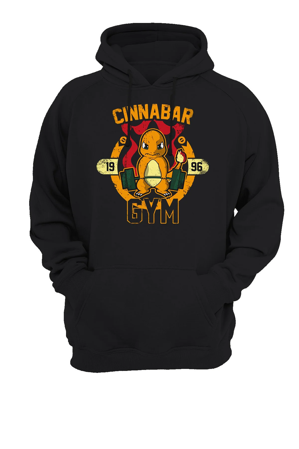 Pokemon Charmender Gym Baskılı Fermuarsız Kapüşonlu Sweatshirt Uyumlu