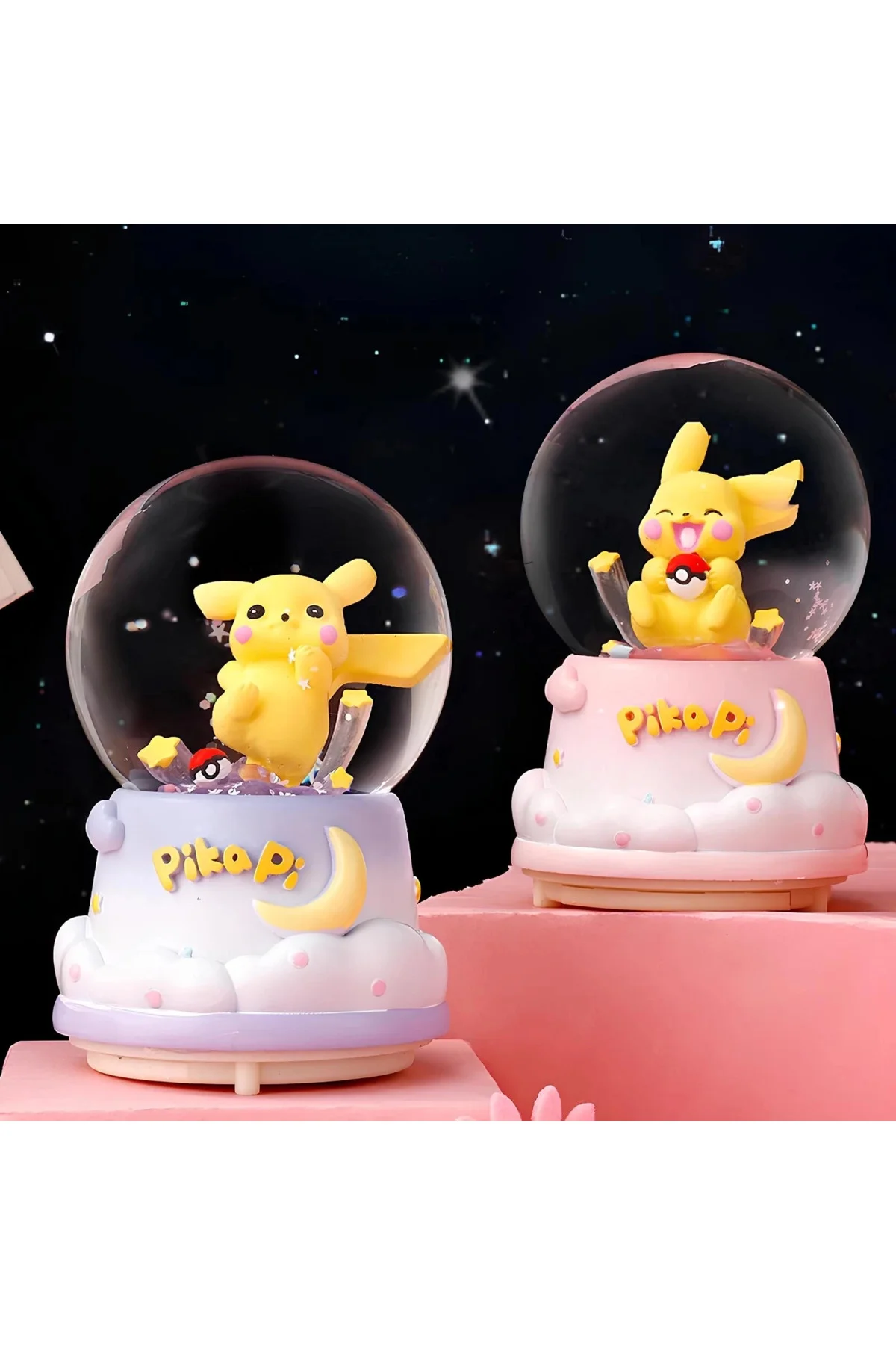 Pokemon İçi Dönmeli Üflemi Işıklı Müzikli Kar Küresi Büyük Boy Al