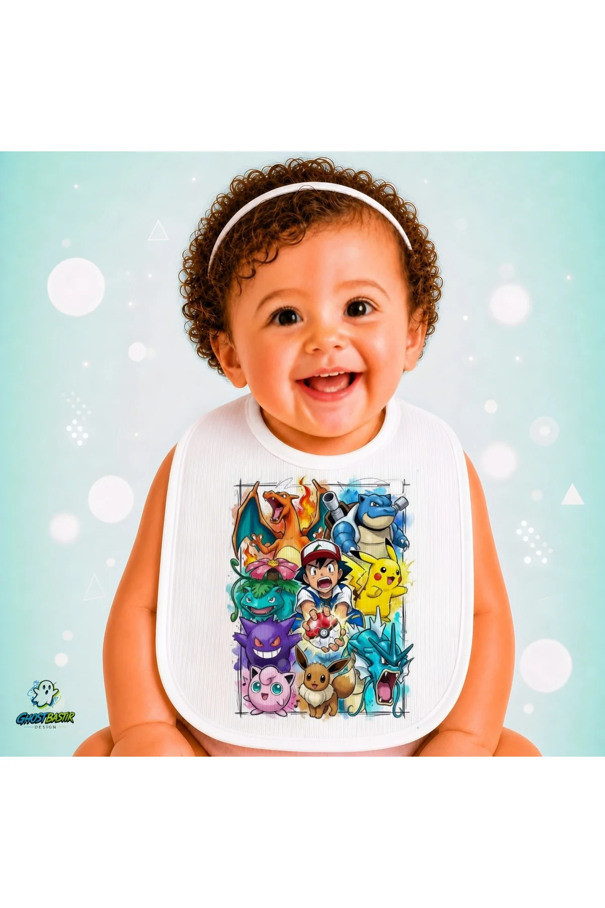 Pokemon Keten Bebek Mama Önlüğü – Yumuşak, Emici, Yıkanabilir, Özel Tasarım P159