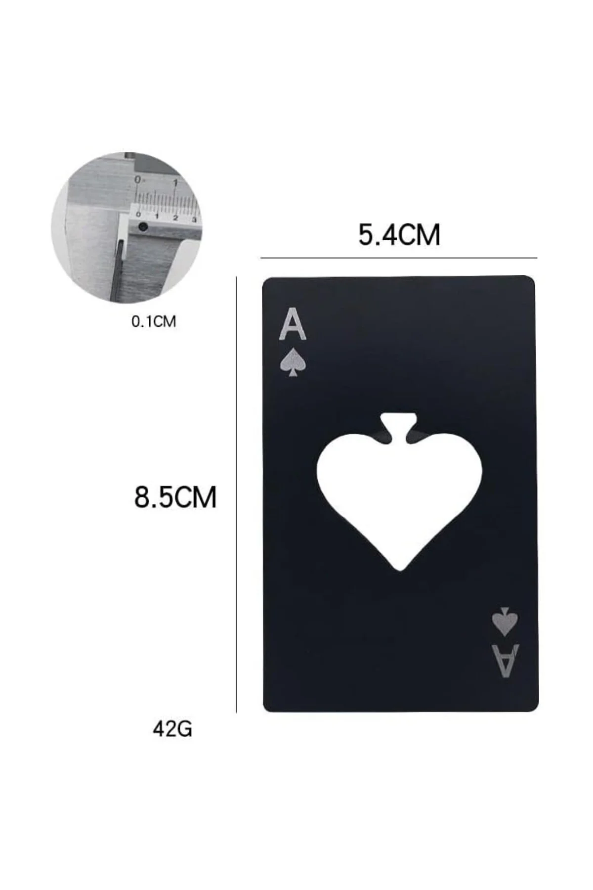 Poker Kart Maçı As'ı Paslanmaz Çelik Şişe Açacağı Gümüş