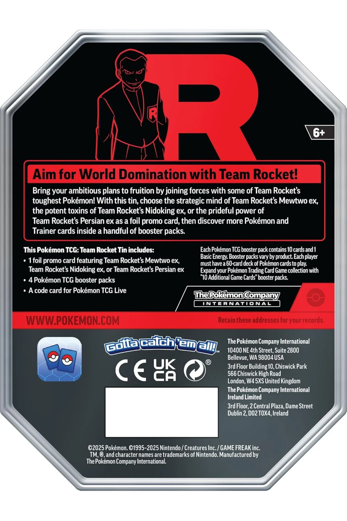 Pokémon TCG: Team Rocket Tin – Nidoking ex (1 Foil Promo Card & 4