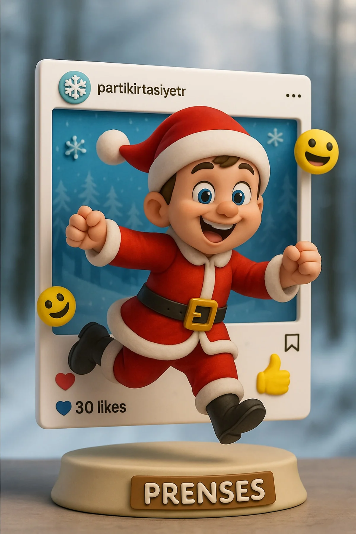 Polar Yılbaşı Noel Baba Şapkası Ucu Ponponlu Yeni Yıl Partisi Kır