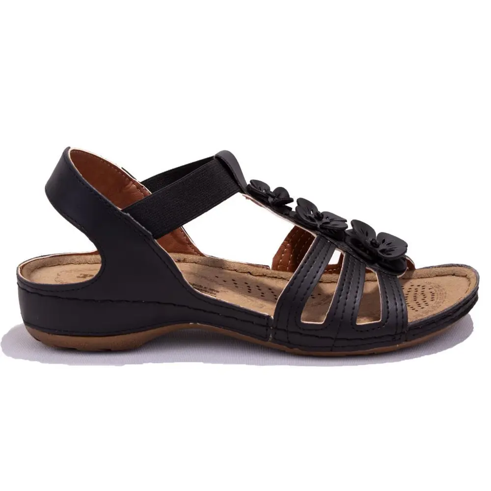 Polaris 157362 Siyah Ortopedik Günlük  Kadın Sandalet