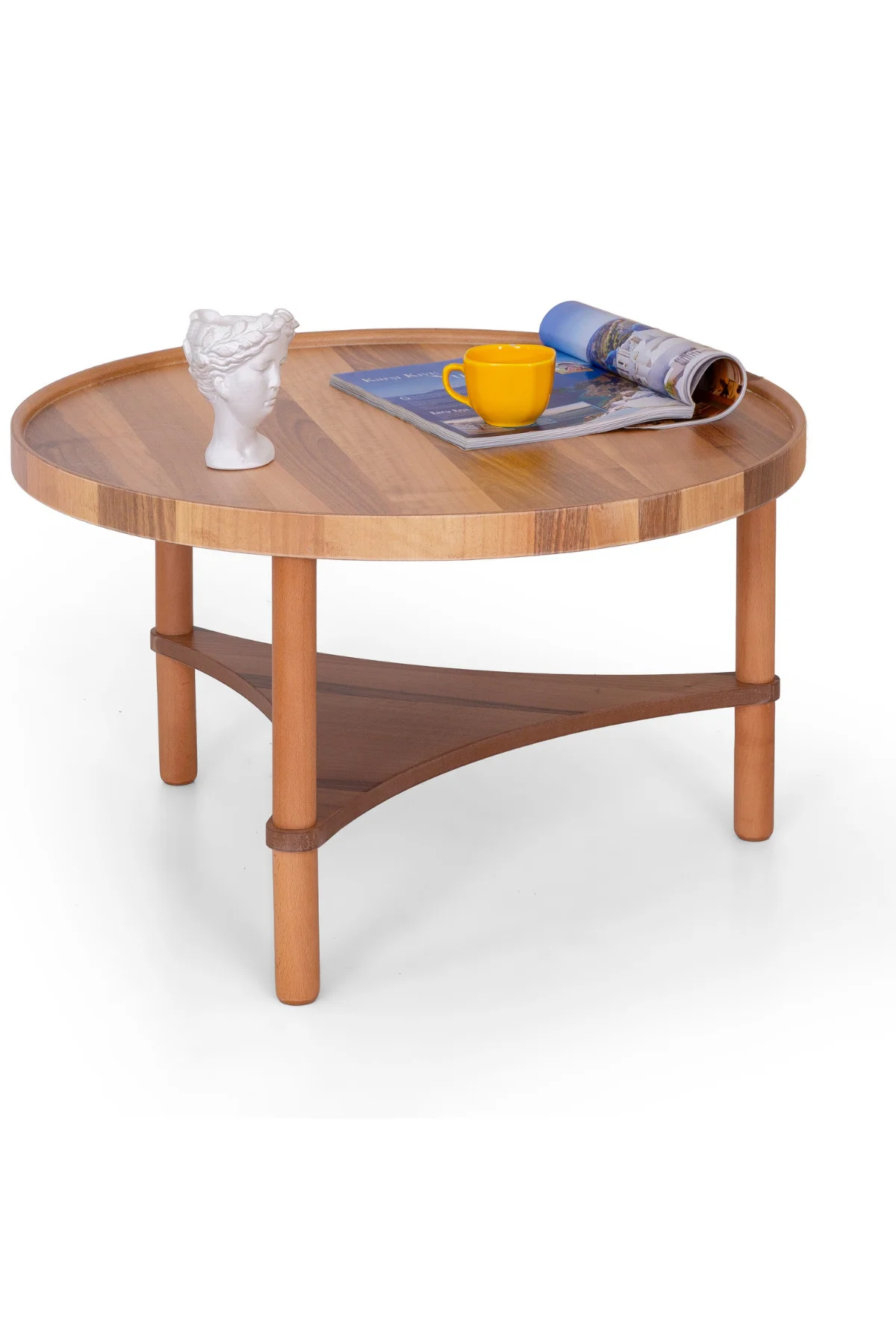 Polen Ahşap Ceviz Kaplama Orta Sehpa – Demonte, Modern ve Şık Tas