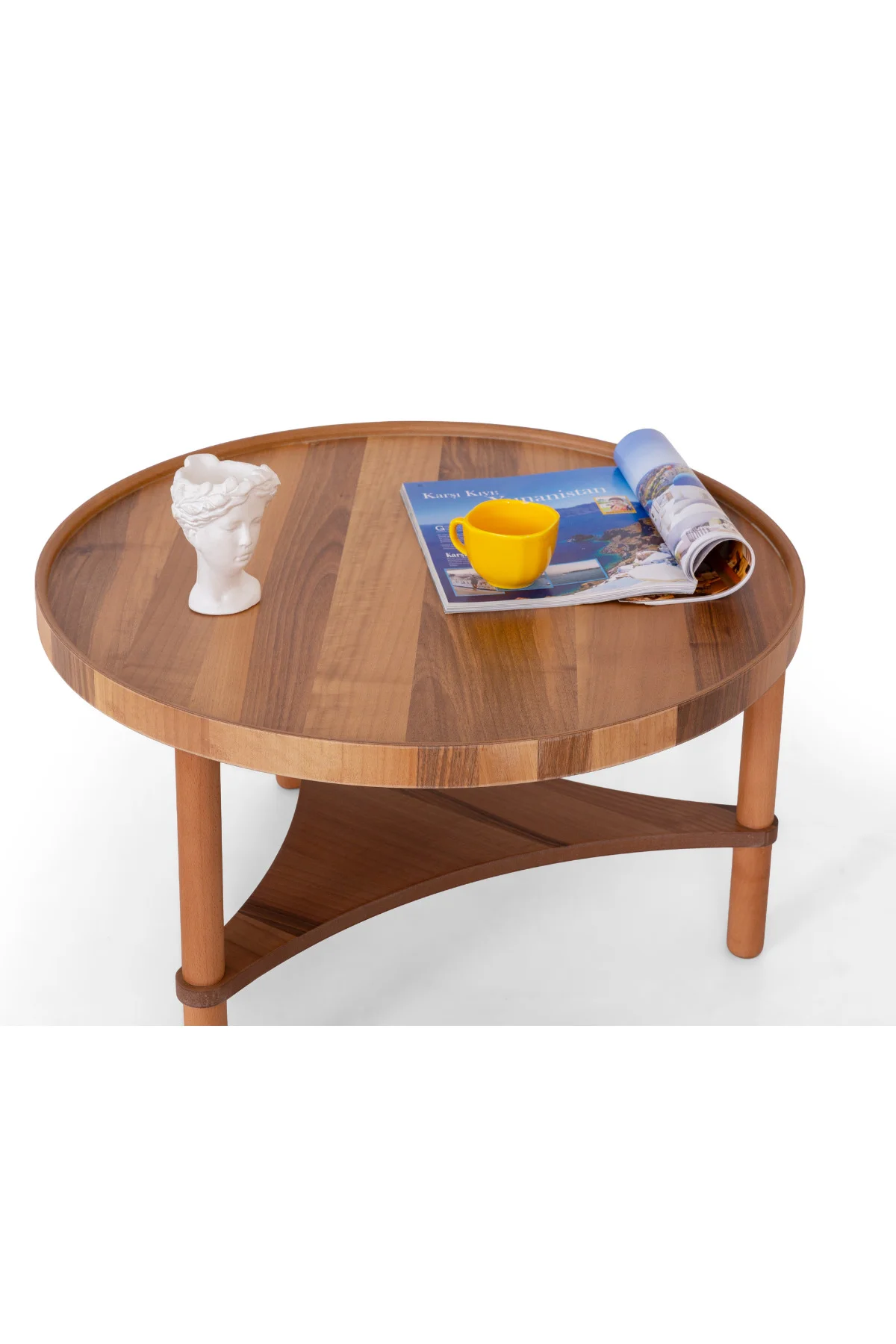 Polen Ahşap Ceviz Kaplama Orta Sehpa – Demonte, Modern ve Şık Tas