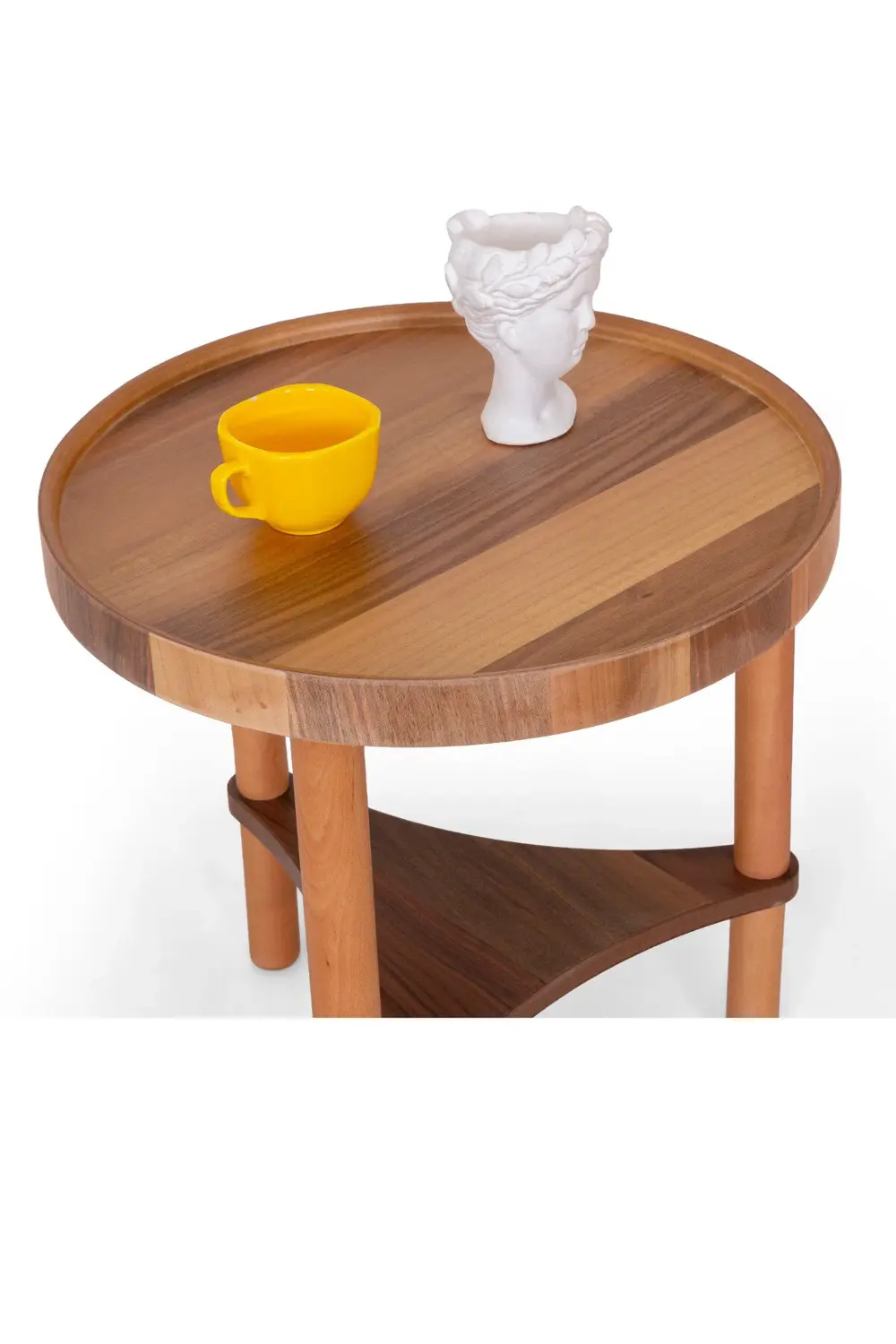 Polen Ahşap Ceviz Kaplama Yan Sehpa – Demonte, Modern ve Şık Tasa