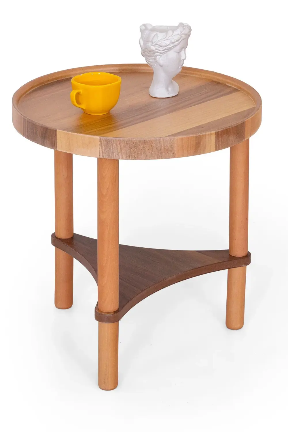 Polen Ahşap Ceviz Kaplama Yan Sehpa – Demonte, Modern ve Şık Tasa