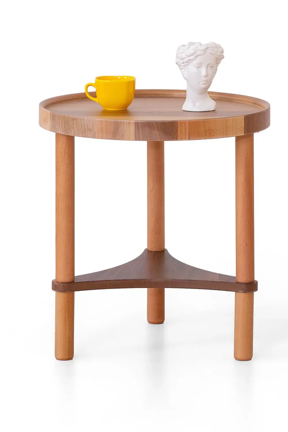 Polen Ahşap Ceviz Kaplama Yan Sehpa – Demonte, Modern ve Şık Tasa