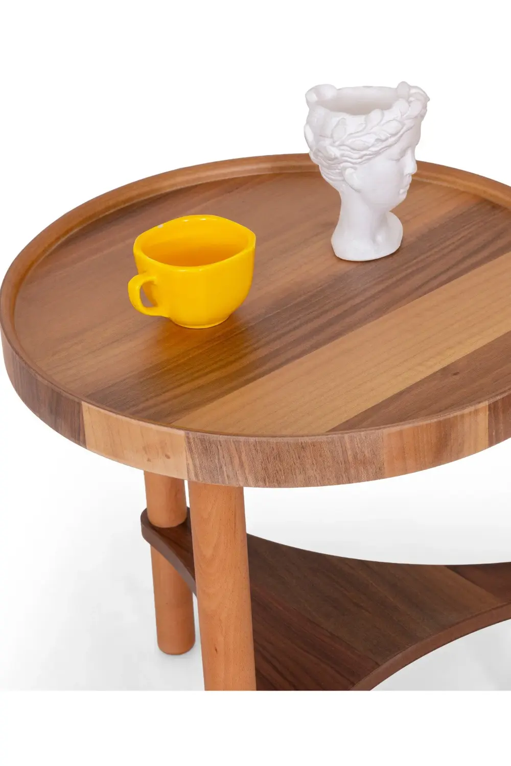 Polen Ahşap Ceviz Kaplama Yan Sehpa – Demonte, Modern ve Şık Tasa